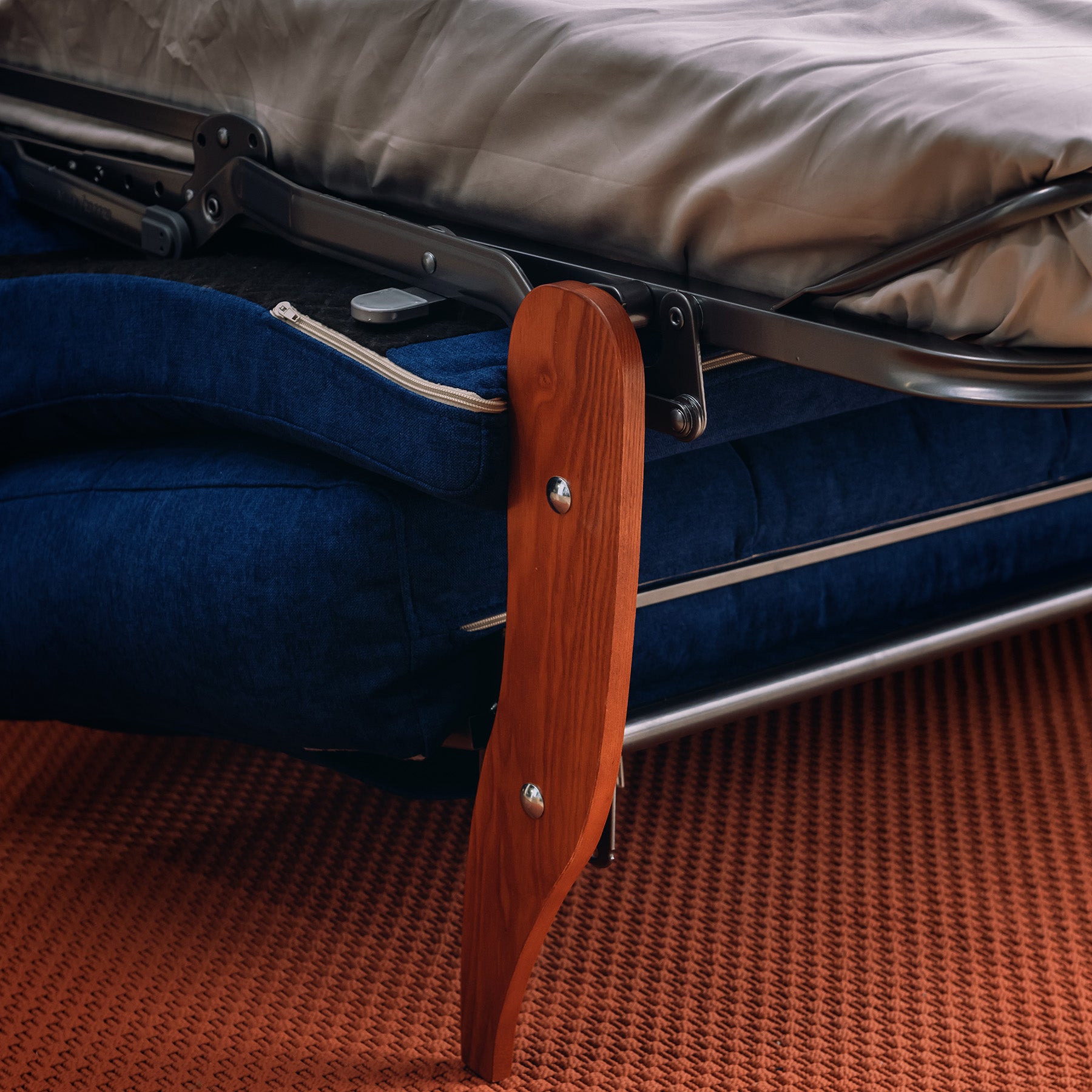 Callisto Canapé lit convertible en tissu doux imperméable T02 bleu