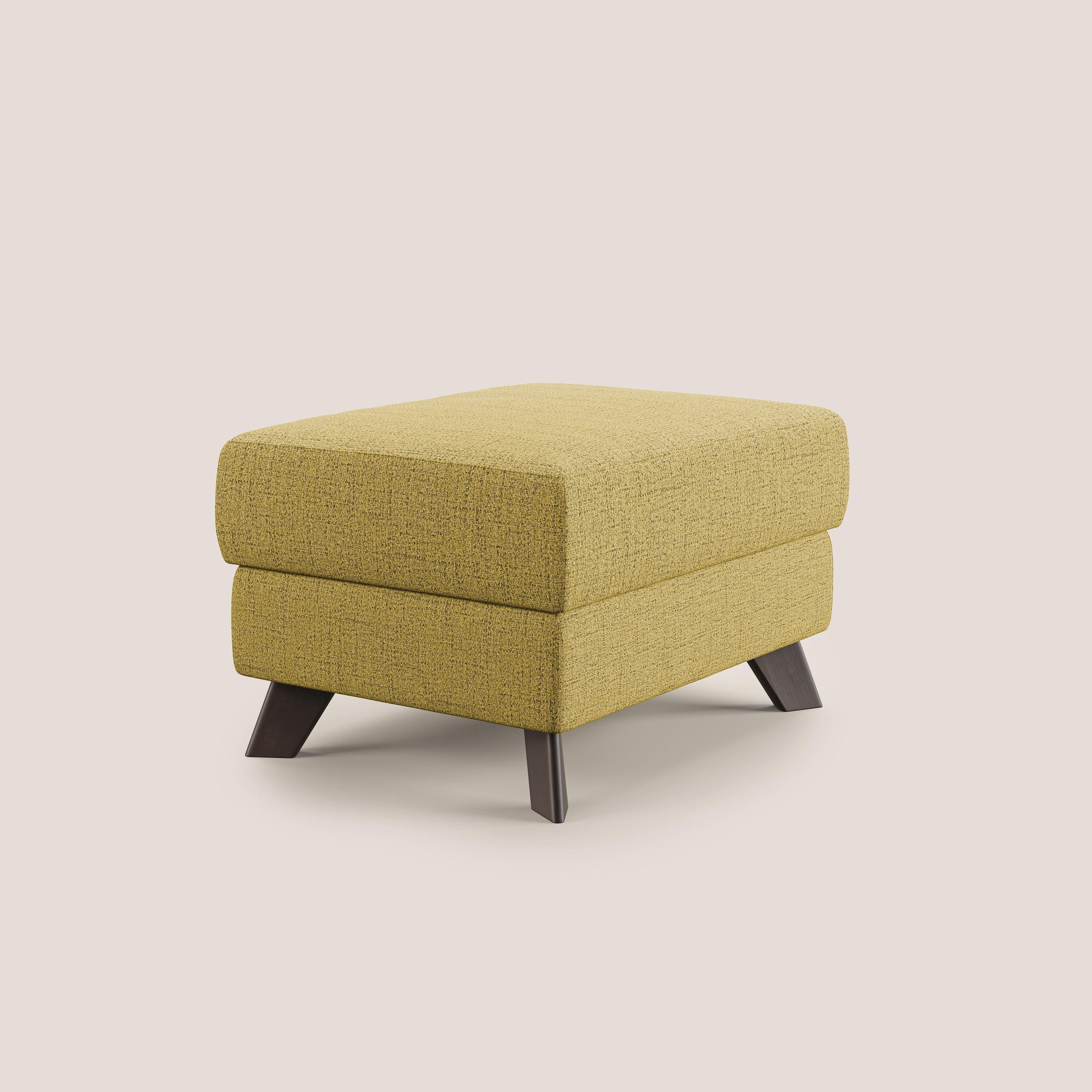 Moon Pouf contenitore e piedini alti in tessuto morbido impermeabile fiammato T03 giallo - divani.store