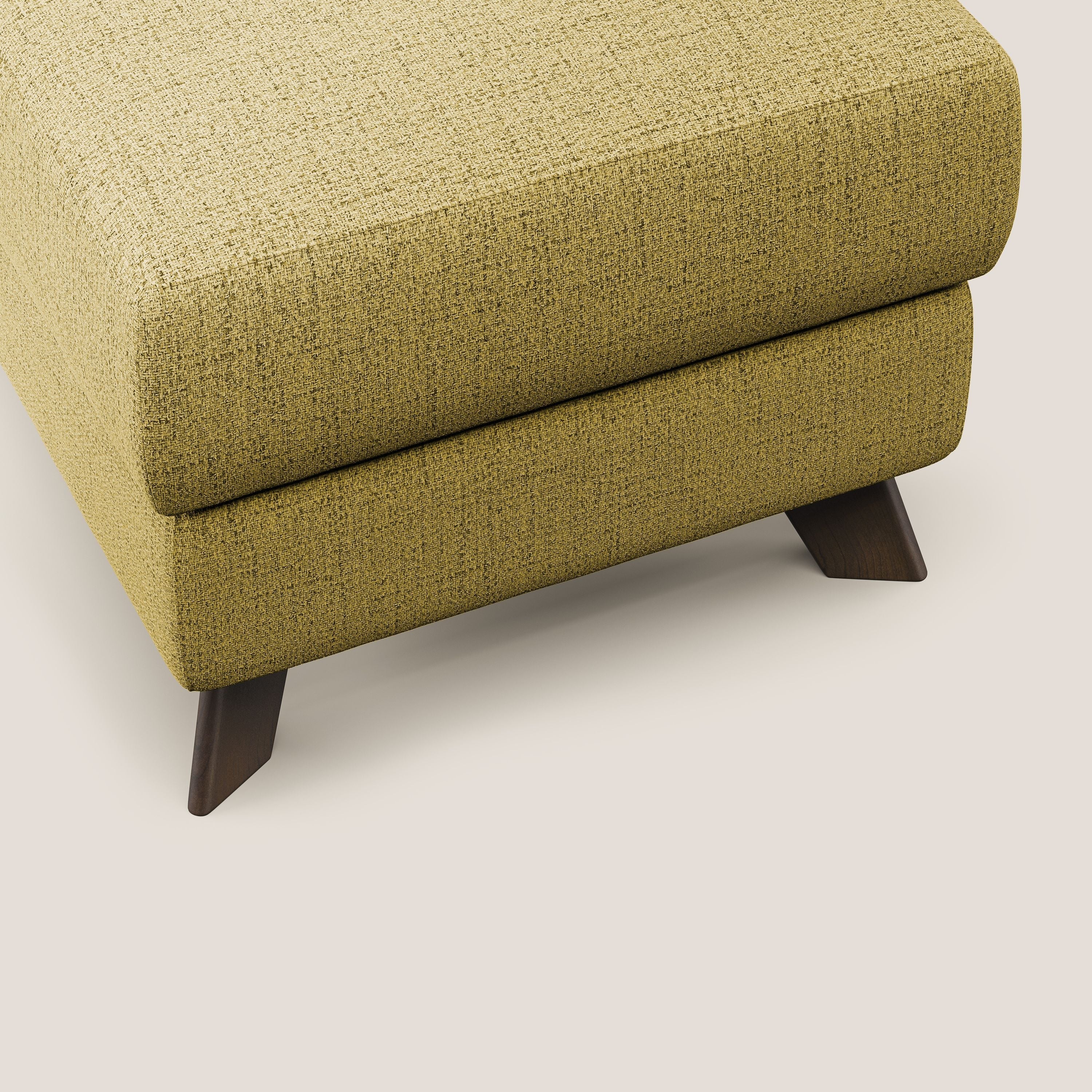 Moon Pouf contenitore e piedini alti in tessuto morbido impermeabile fiammato T03 giallo - divani.store