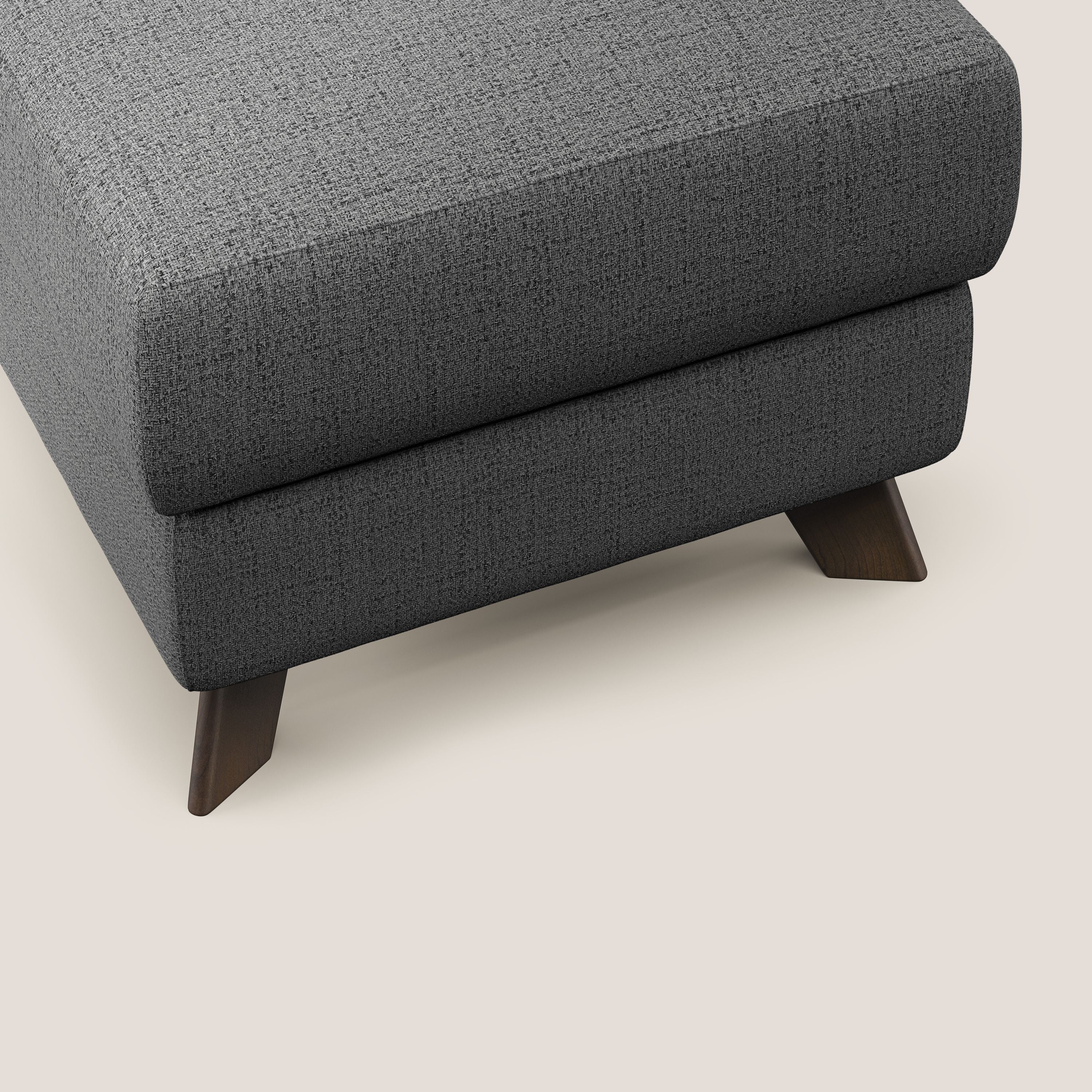 Moon Pouf contenitore e piedini alti in tessuto morbido impermeabile fiammato T03 grigio - divani.store