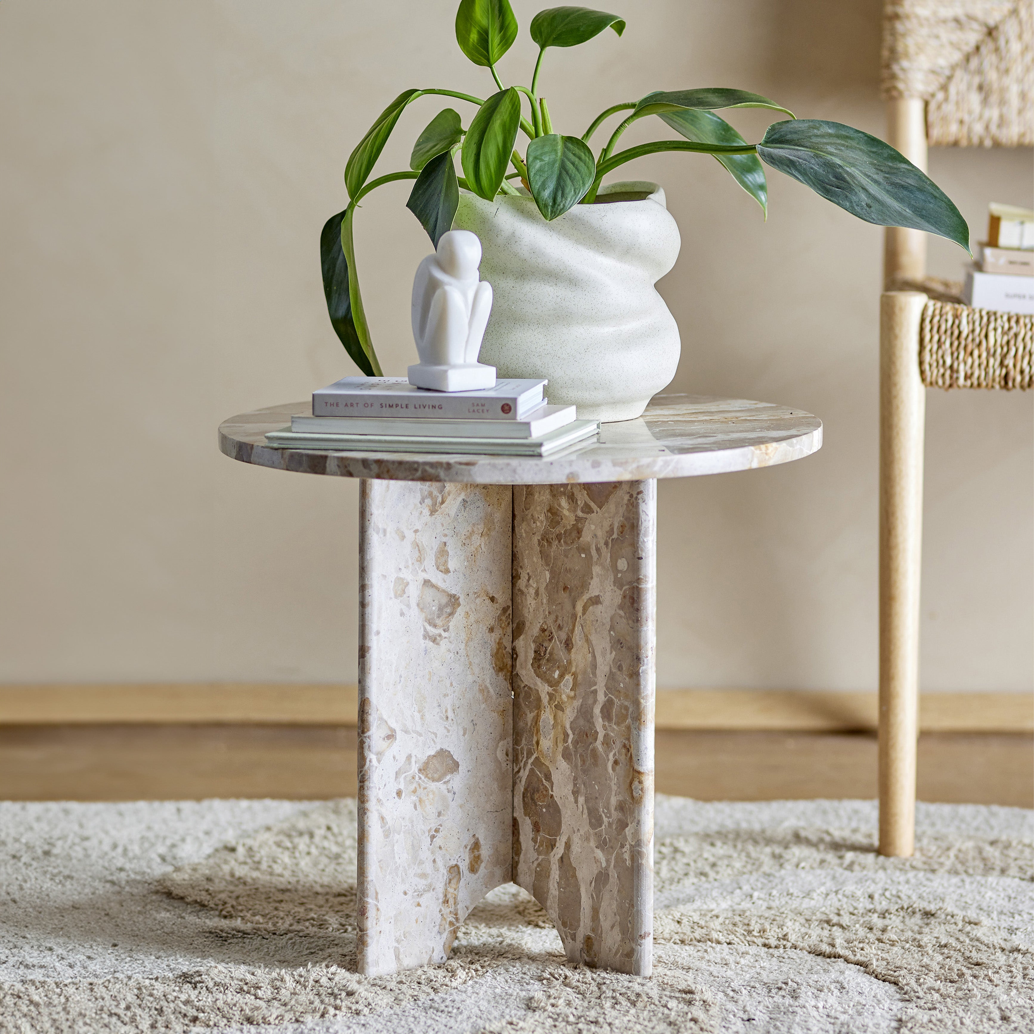 Jasmia tavolino in marmo marrone rotondo - divani.store