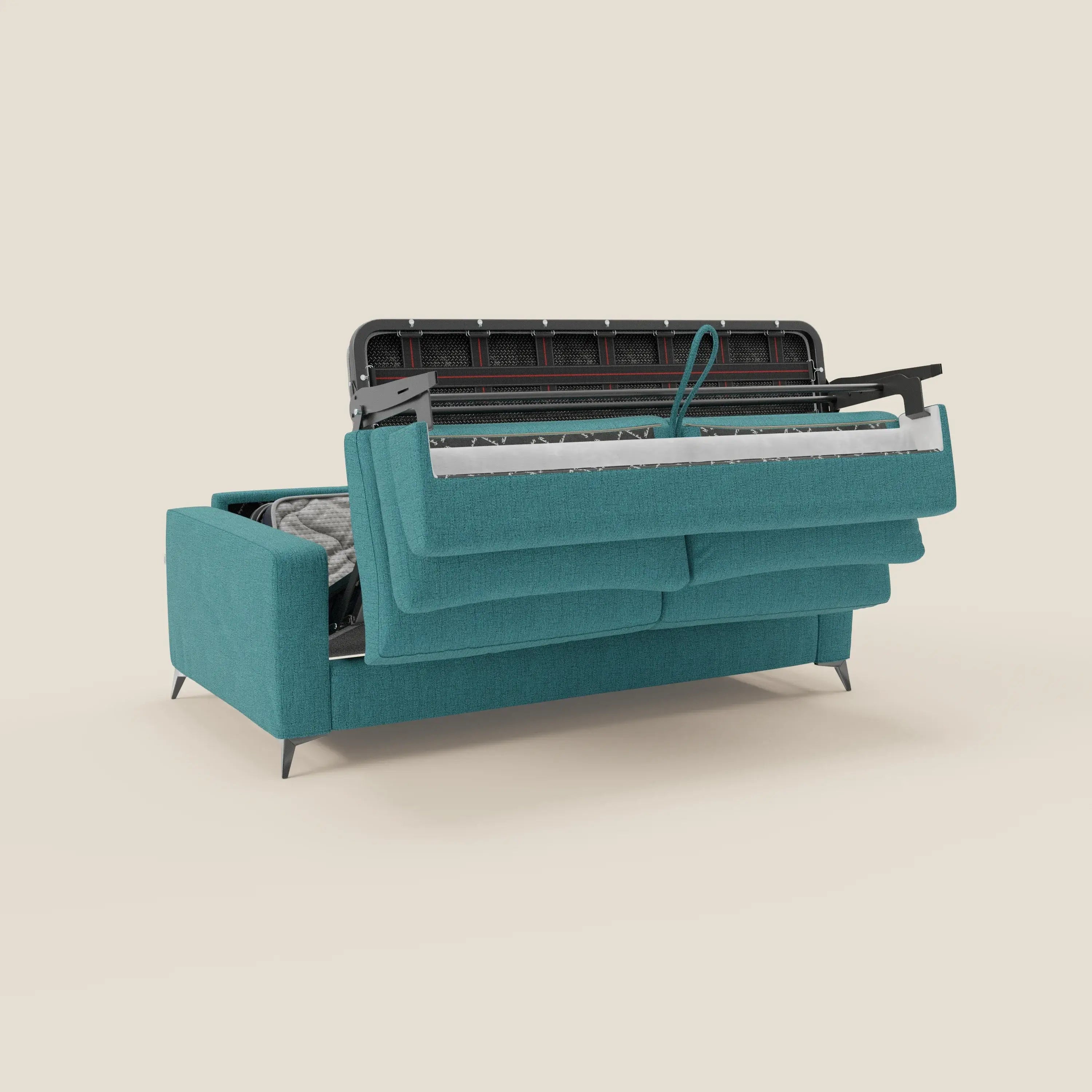 Alaya canapé convertible avec coussins de dossier douillet en tissu imperméable T03 bleu ciel