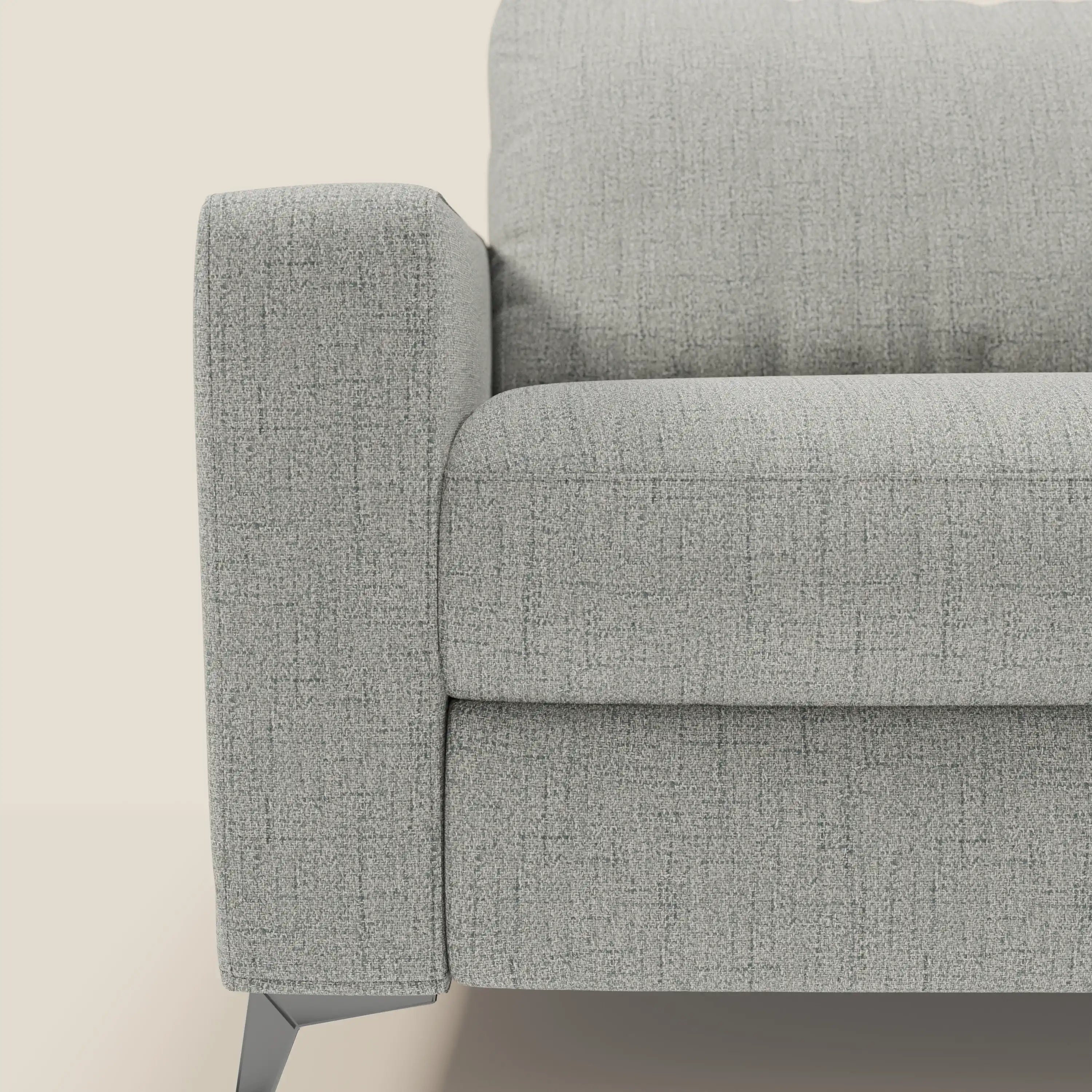 Alaya canapé convertible avec coussins de dossier douillet en tissu imperméable T03 gris clair