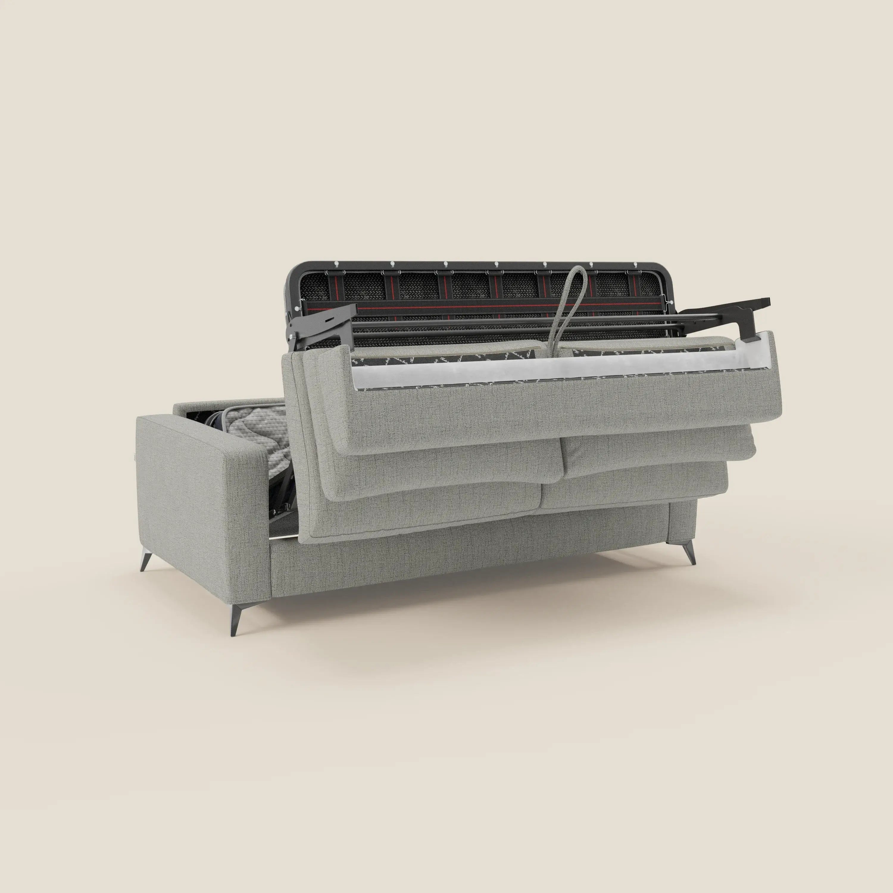 Alaya canapé convertible avec coussins de dossier douillet en tissu imperméable T03 gris clair