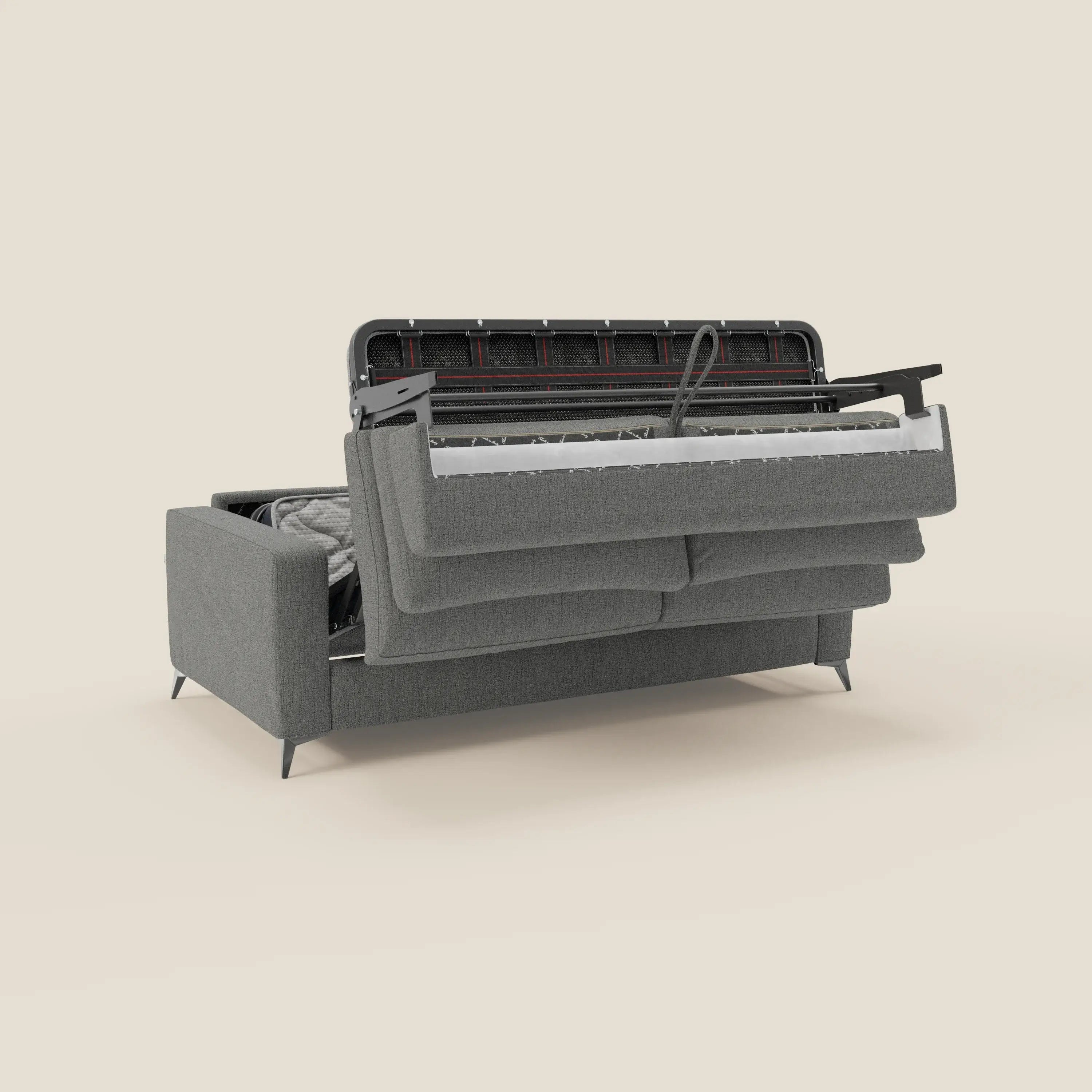 Alaya canapé convertible avec coussins de dossier douillet en tissu imperméable T03 gris