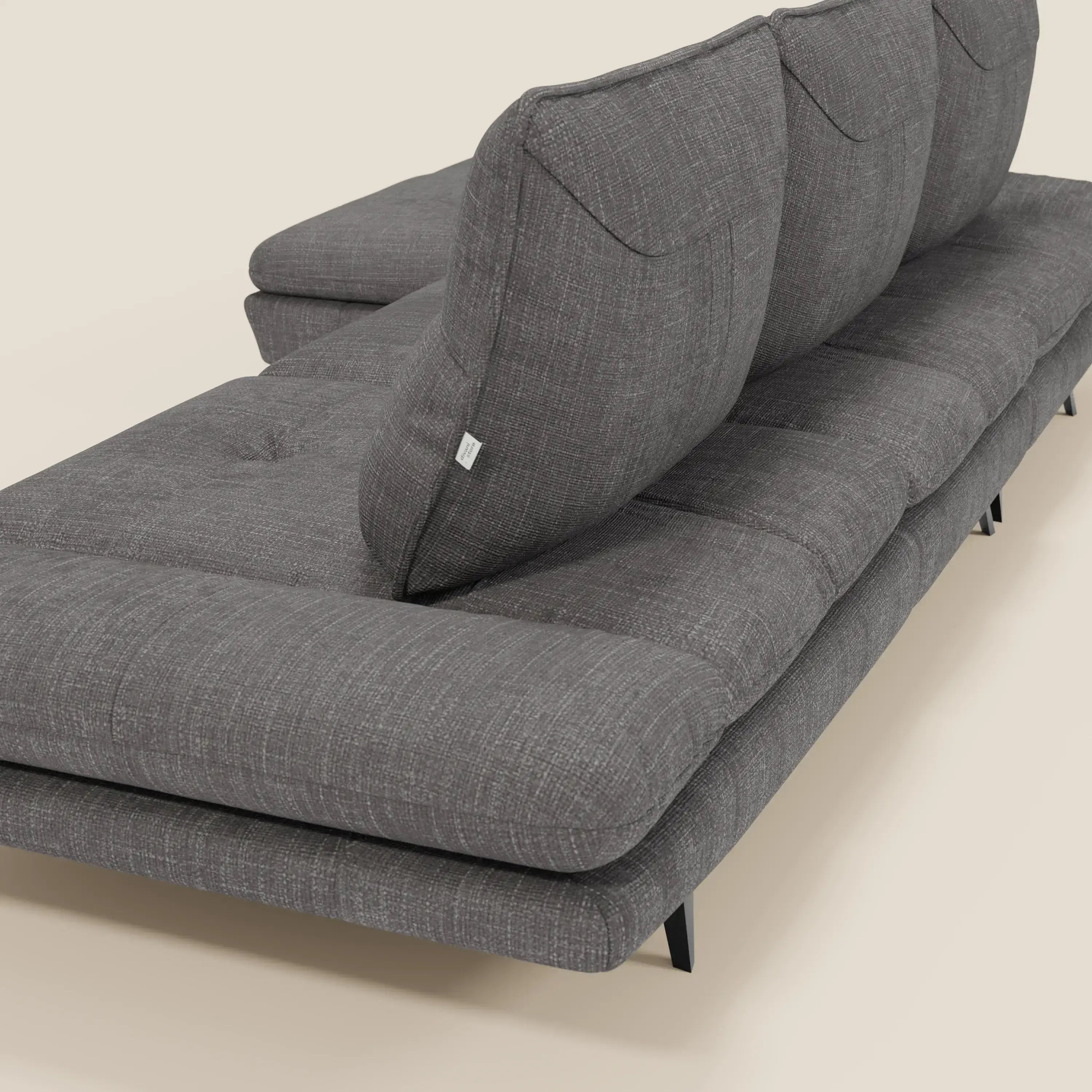 Ardex Canapé avec méridienne - dossiers coulissants et accoudoirs réglables en élégant tissu imperméable T06 anthracite