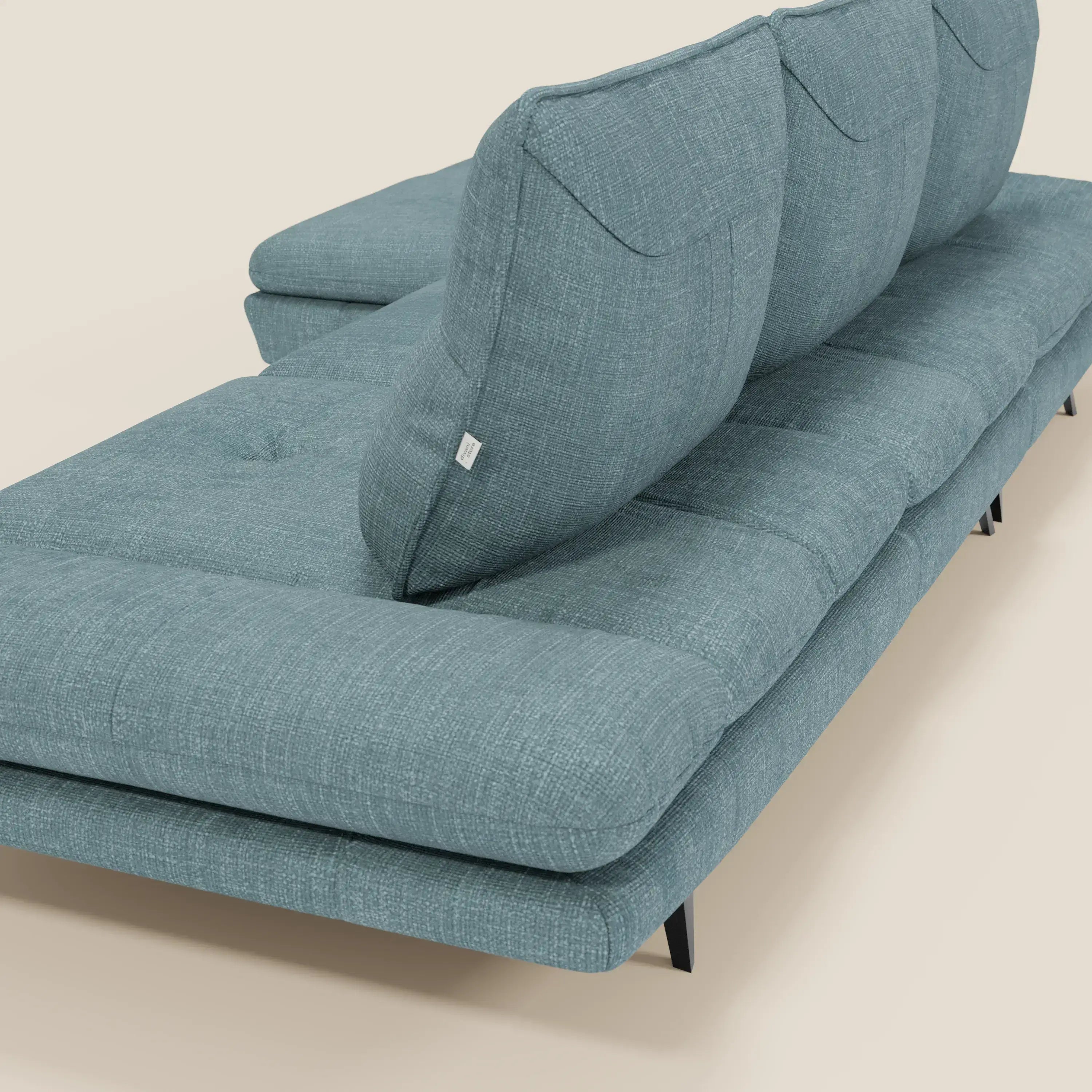 Ardex Canapé avec méridienne - dossiers coulissants et accoudoirs réglables en élégant tissu imperméable T06 bleu ciel