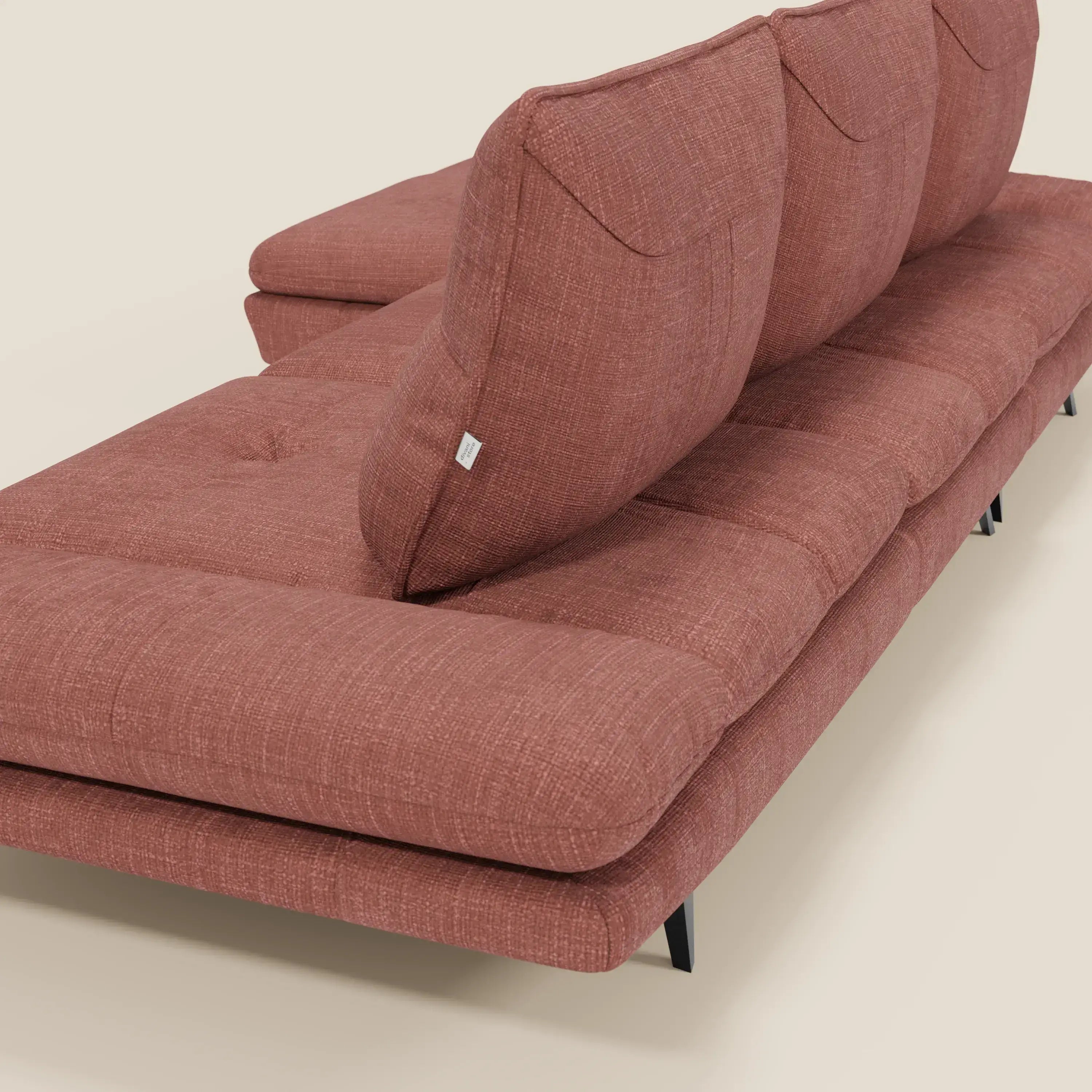 Ardex Canapé avec méridienne - dossiers coulissants et accoudoirs réglables en élégant tissu imperméable T06 corail