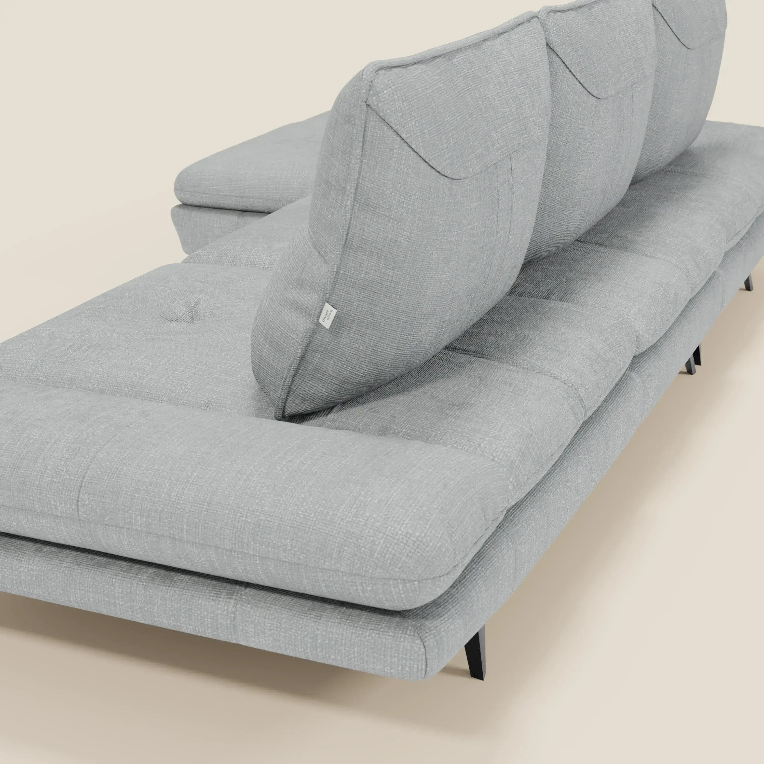 Ardex Canapé avec méridienne - dossiers coulissants et accoudoirs réglables en élégant tissu imperméable T06 bleu glacier