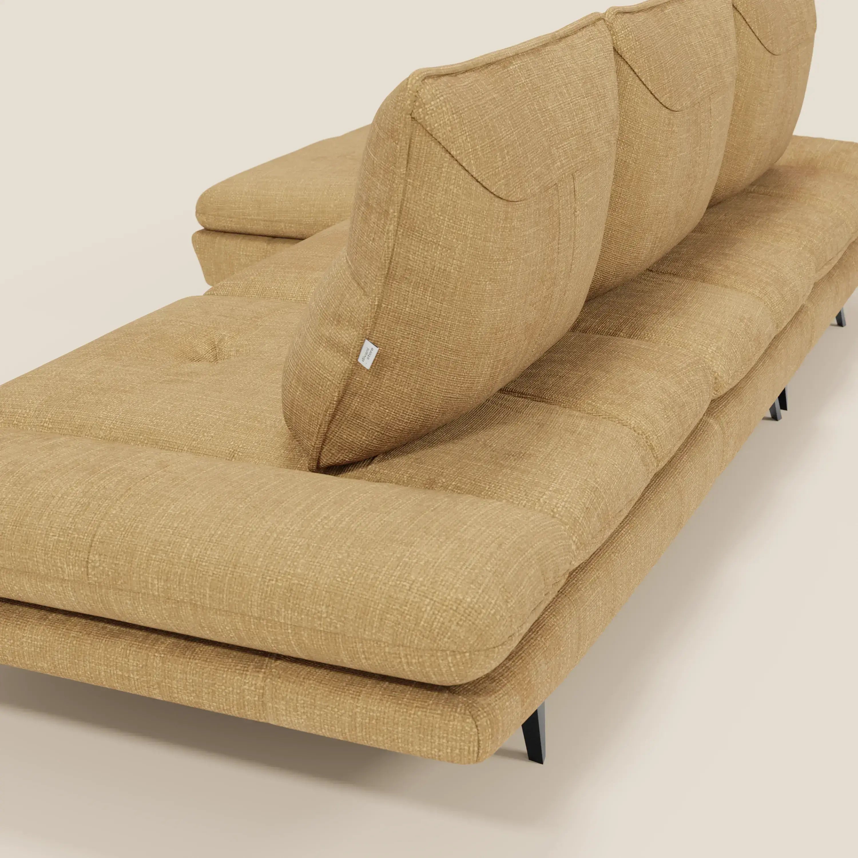 Ardex Canapé avec méridienne - dossiers coulissants et accoudoirs réglables en élégant tissu imperméable T06 jaune