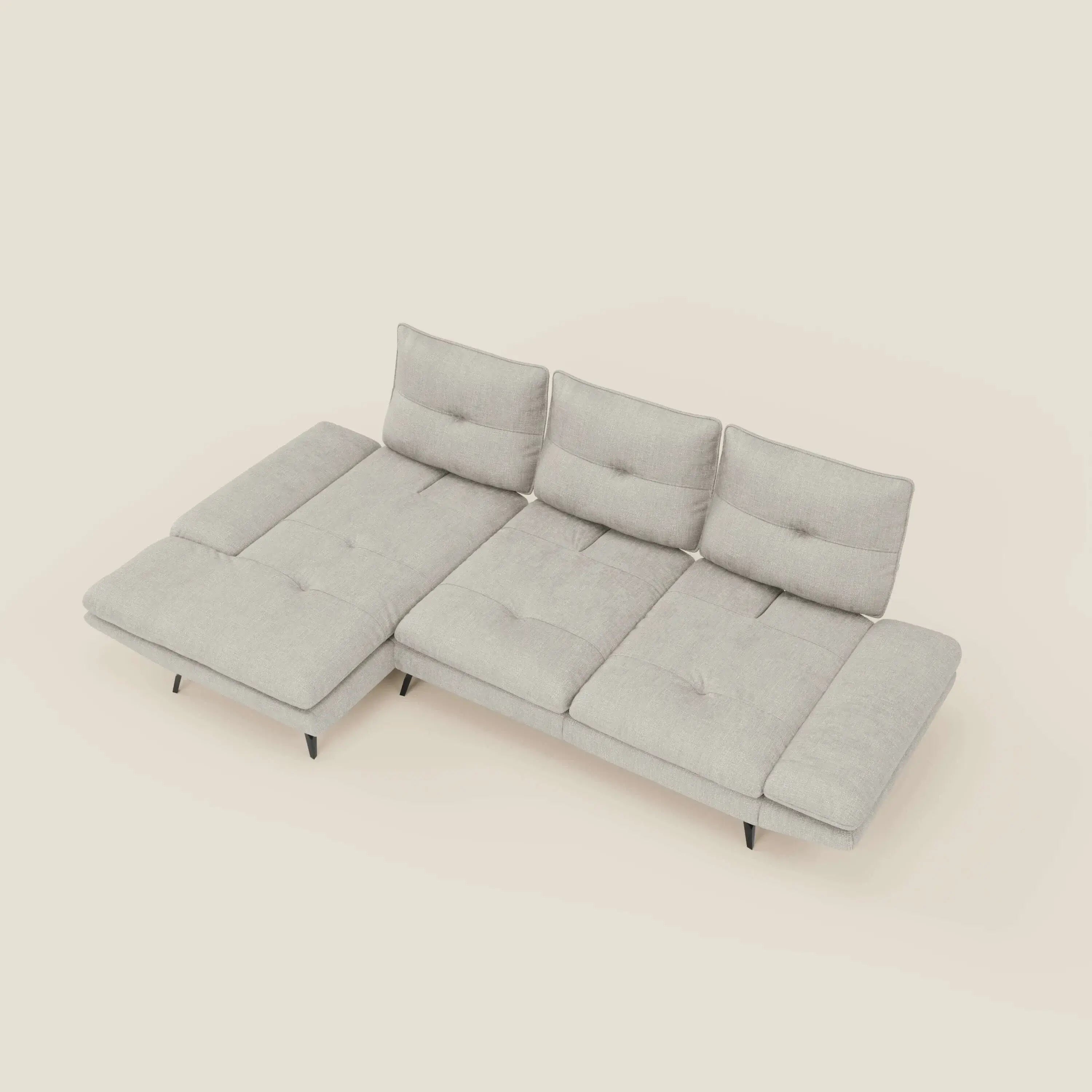 Ardex Canapé avec méridienne - dossiers coulissants et accoudoirs réglables en élégant tissu imperméable T06