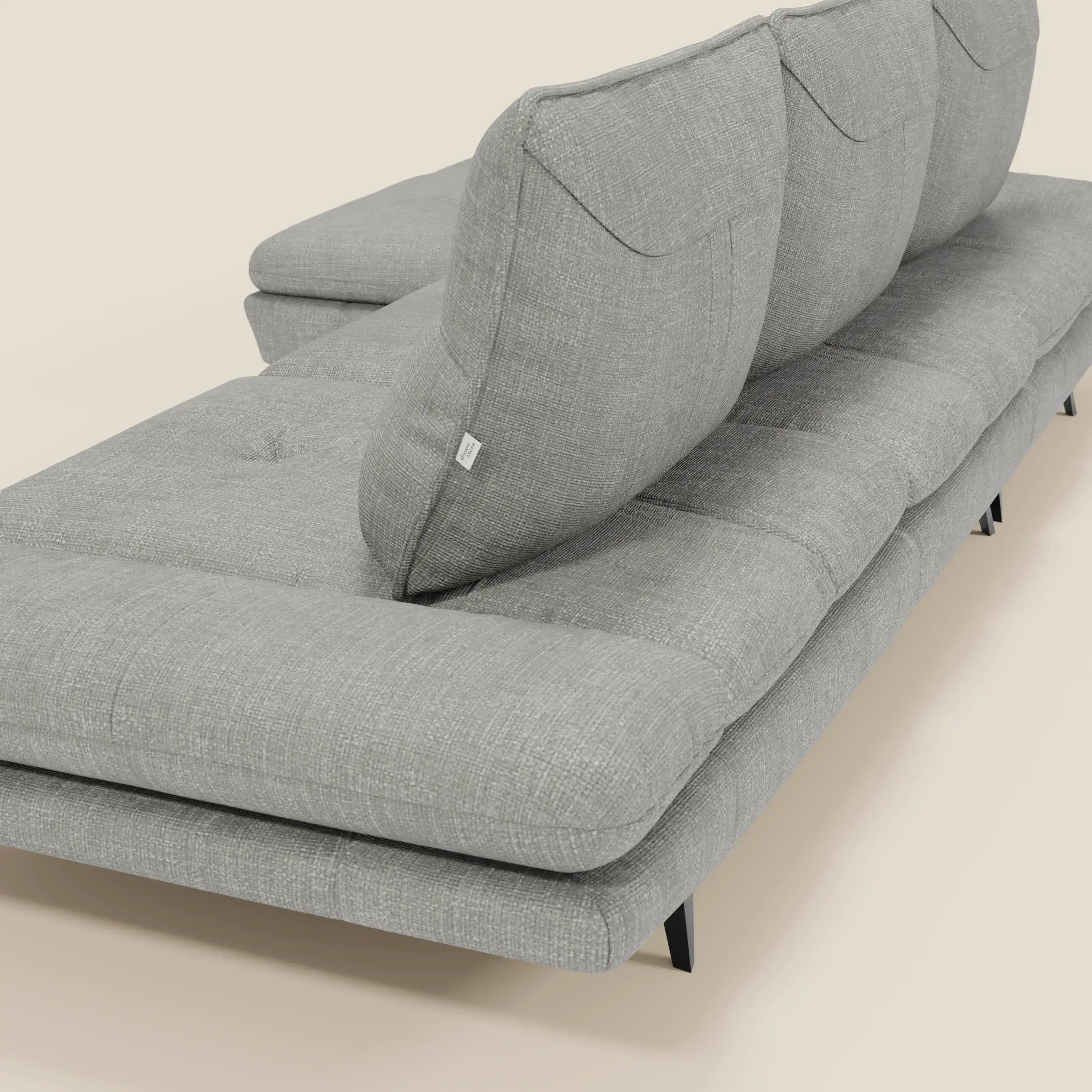 Ardex Canapé avec méridienne - dossiers coulissants et accoudoirs réglables en élégant tissu imperméable T06 gris