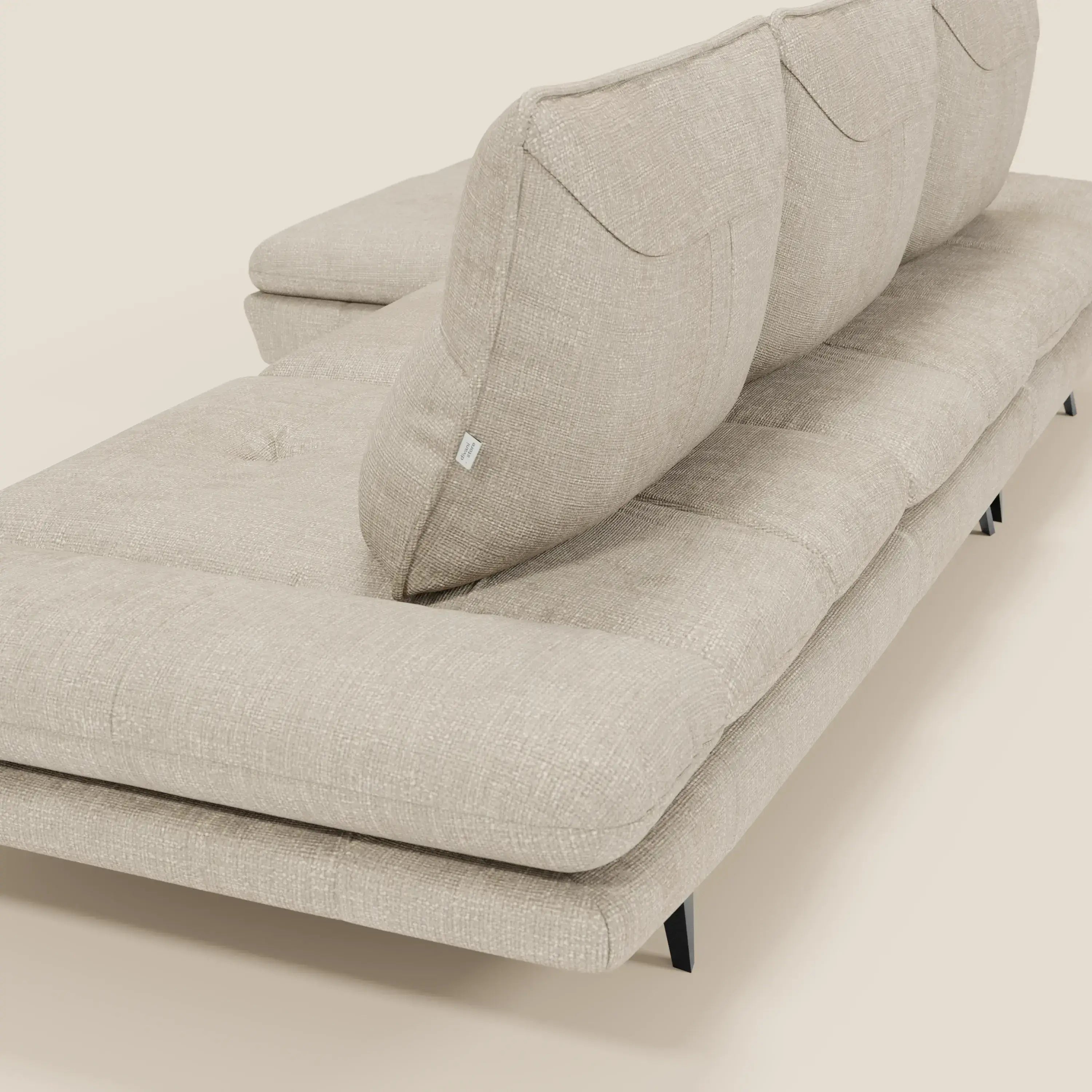 Ardex Canapé avec méridienne - dossiers coulissants et accoudoirs réglables en élégant tissu imperméable T06 crème