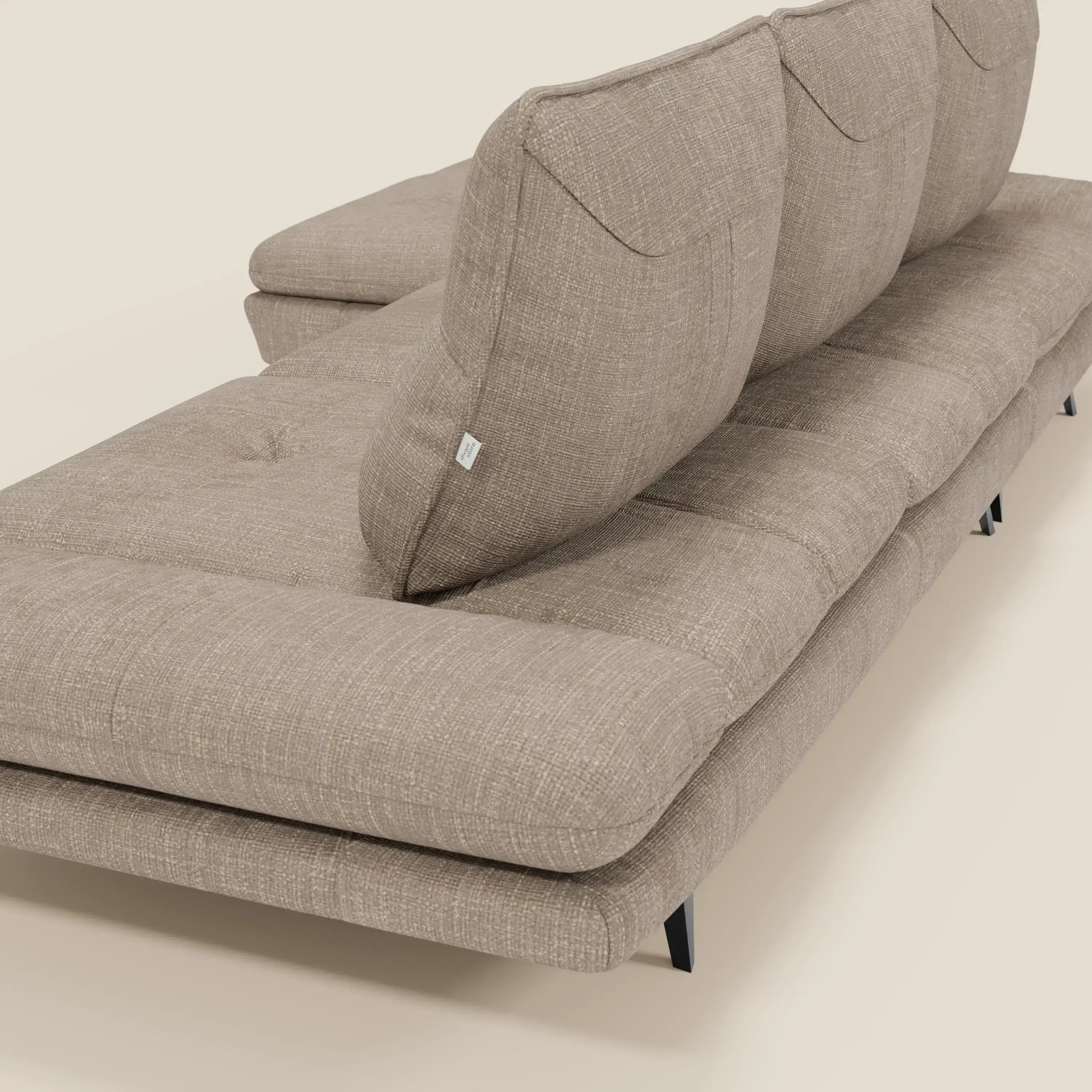 Ardex Canapé avec méridienne - dossiers coulissants et accoudoirs réglables en élégant tissu imperméable T06 taupe