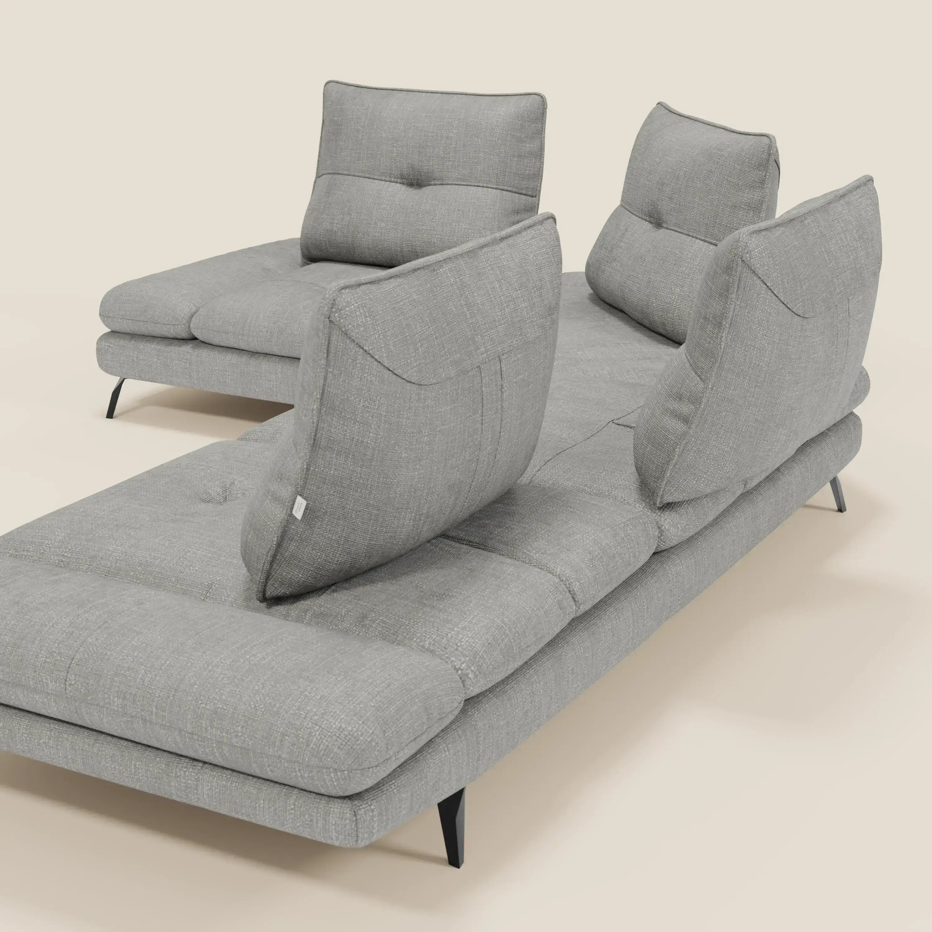 Ardex Canapé d'angle - dossiers coulissants et accoudoirs réglables en élégant tissu imperméable T06 gris