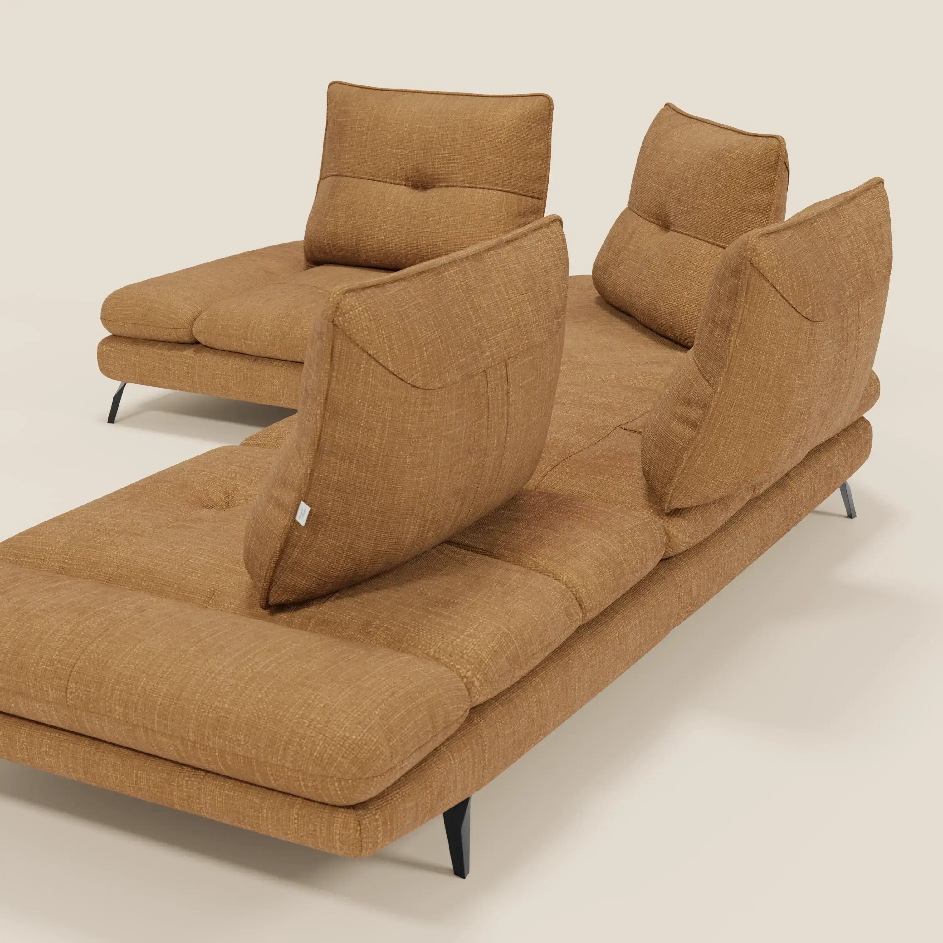 Ardex Canapé d'angle - dossiers coulissants et accoudoirs réglables en élégant tissu imperméable T06 ocre