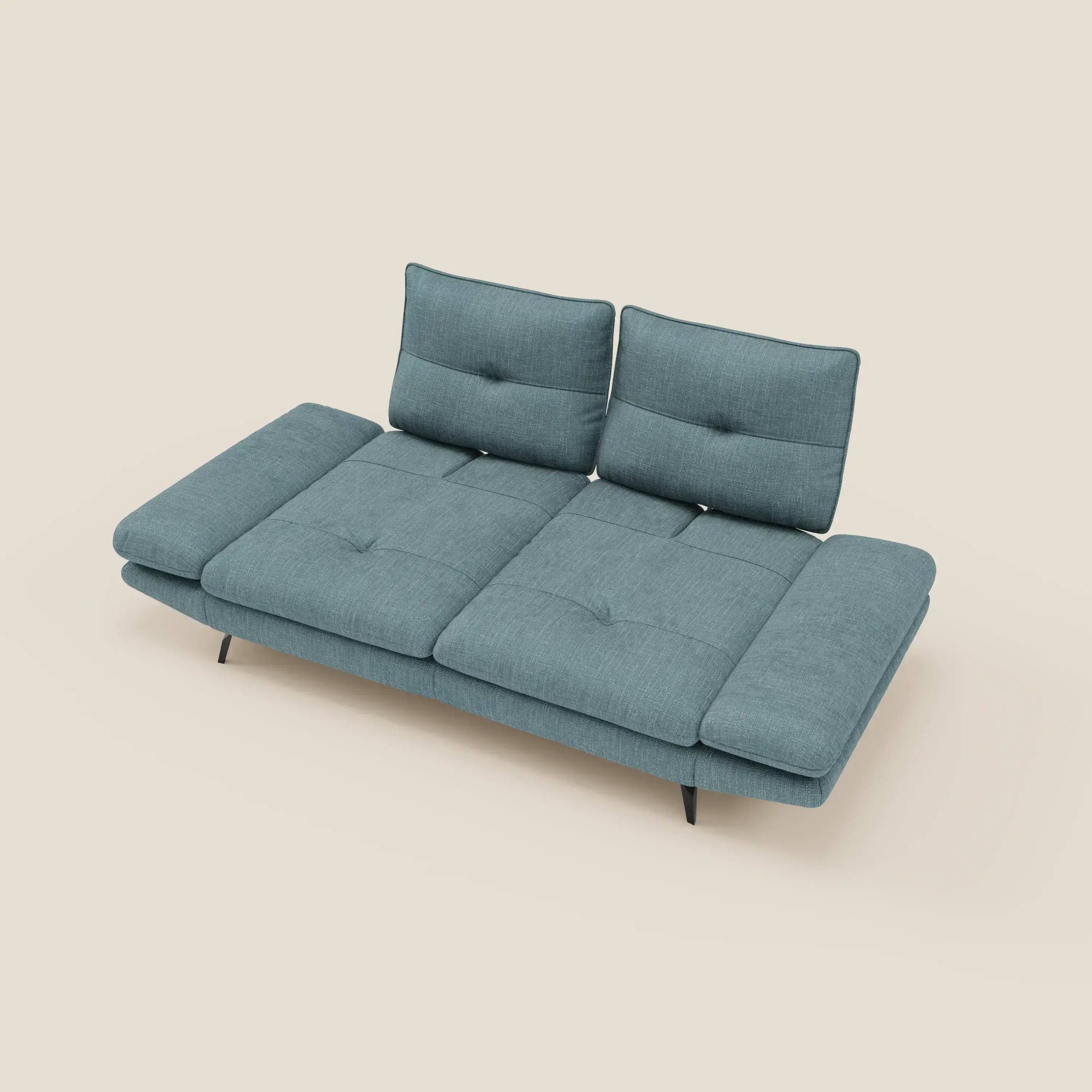 Ardex Canapé 3 places avec dossiers coulissants et accoudoir réglables en tissu doux imperméable T06 bleu ciel