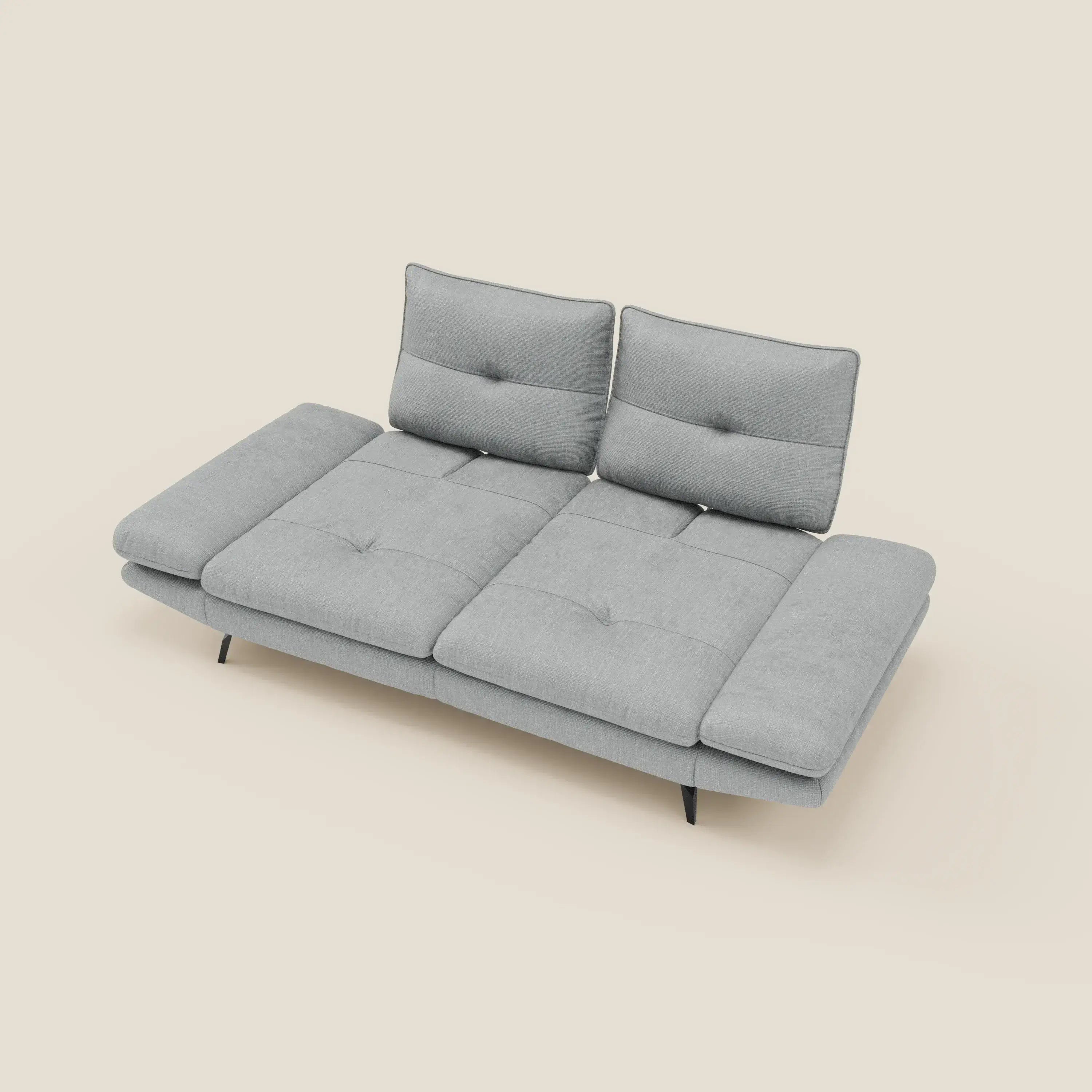 Ardex Canapé 3 places avec dossiers coulissants et accoudoir réglables en tissu doux imperméable T06 bleu glacier