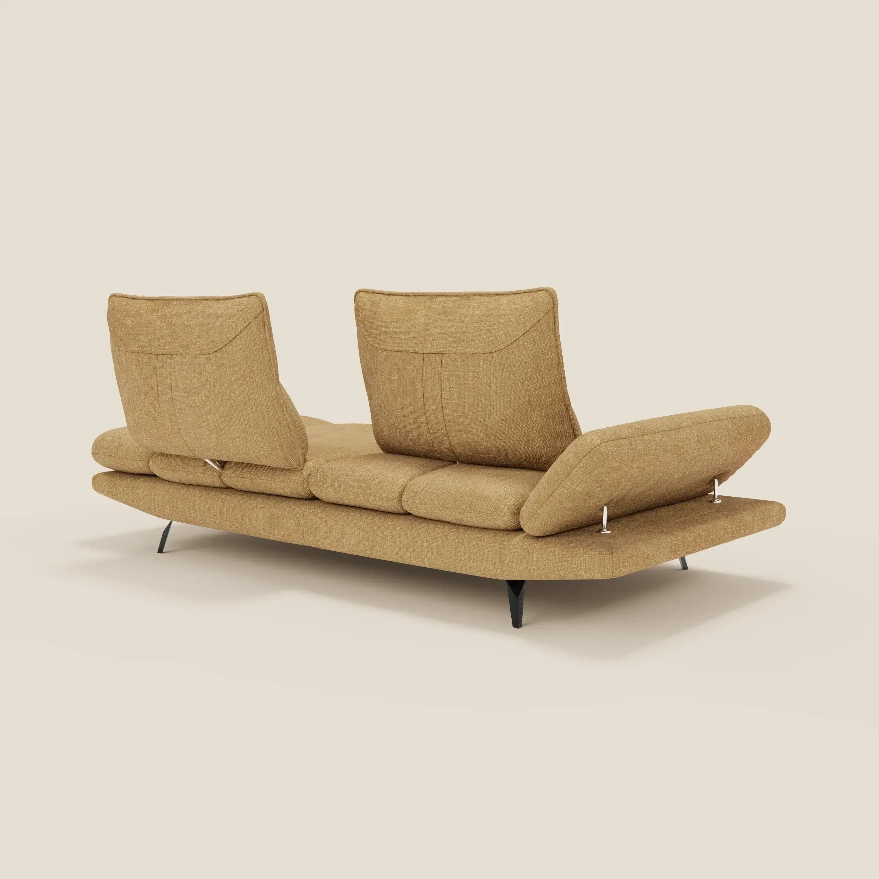 Ardex Canapé 3 places avec dossiers coulissants et accoudoir réglables en tissu doux imperméable T06 jaune