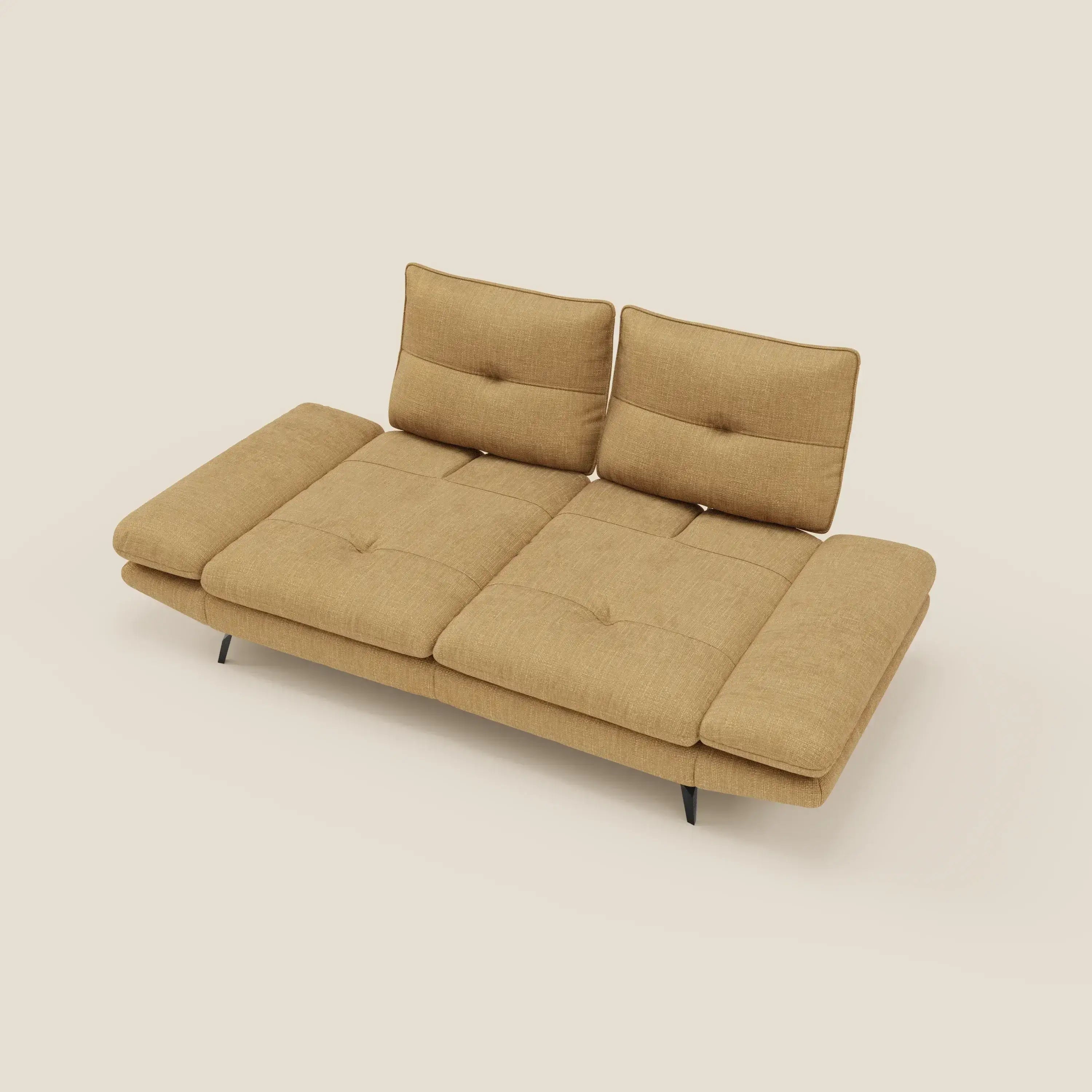 Ardex Canapé 3 places avec dossiers coulissants et accoudoir réglables en tissu doux imperméable T06 jaune