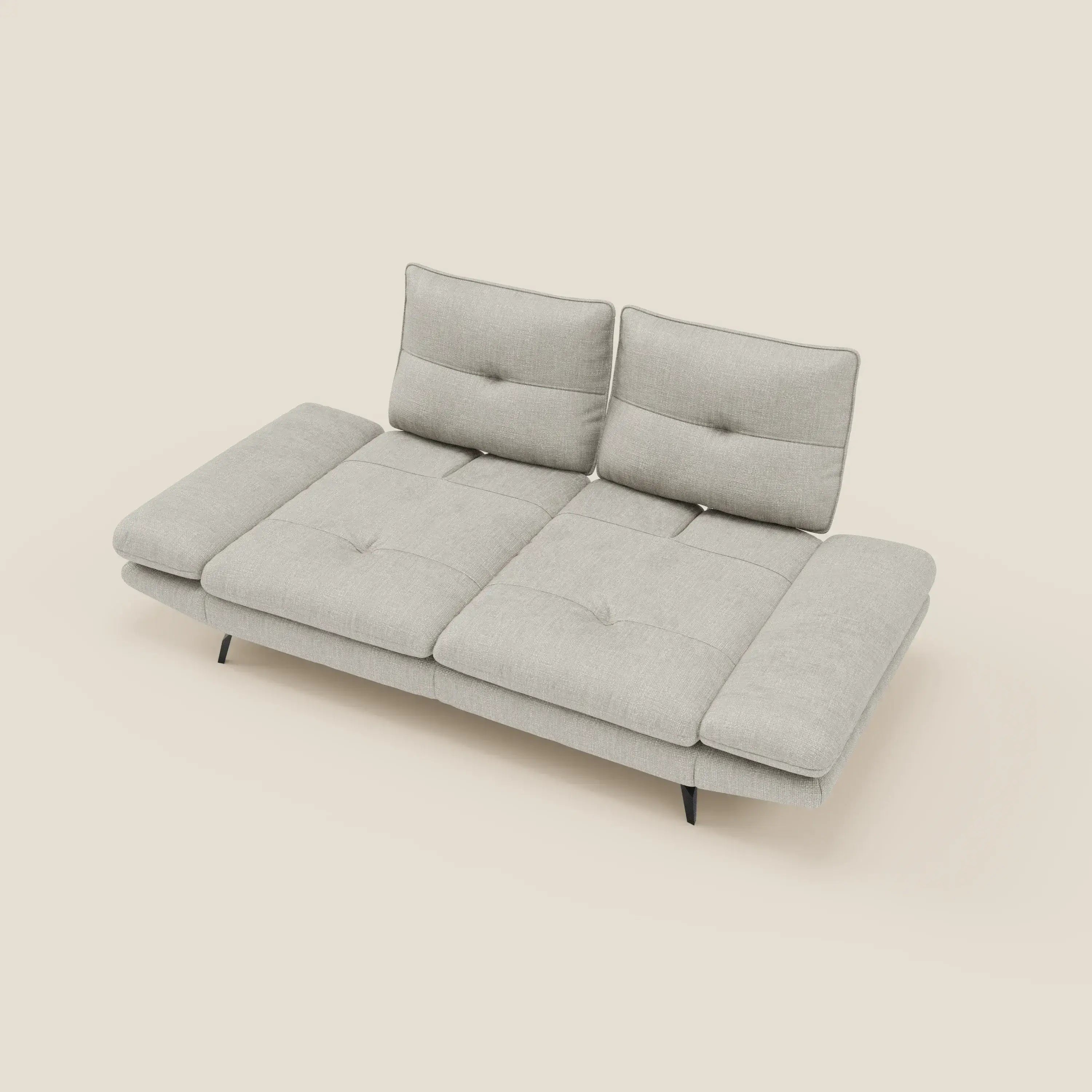 Ardex Canapé 3 places avec dossiers coulissants et accoudoir réglables en tissu doux imperméable T06 gris clair