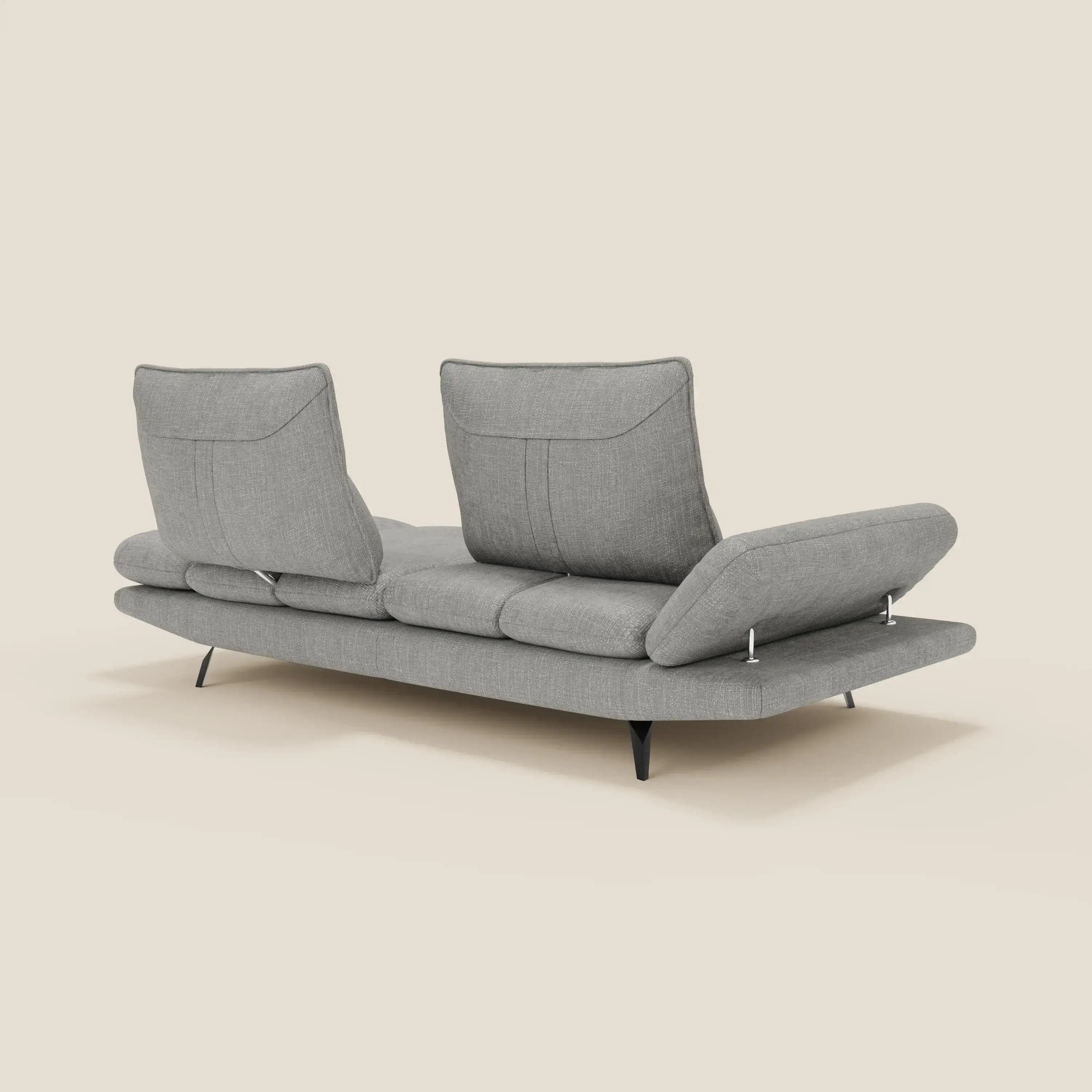 Ardex Canapé 3 places avec dossiers coulissants et accoudoir réglables en tissu doux imperméable T06 gris