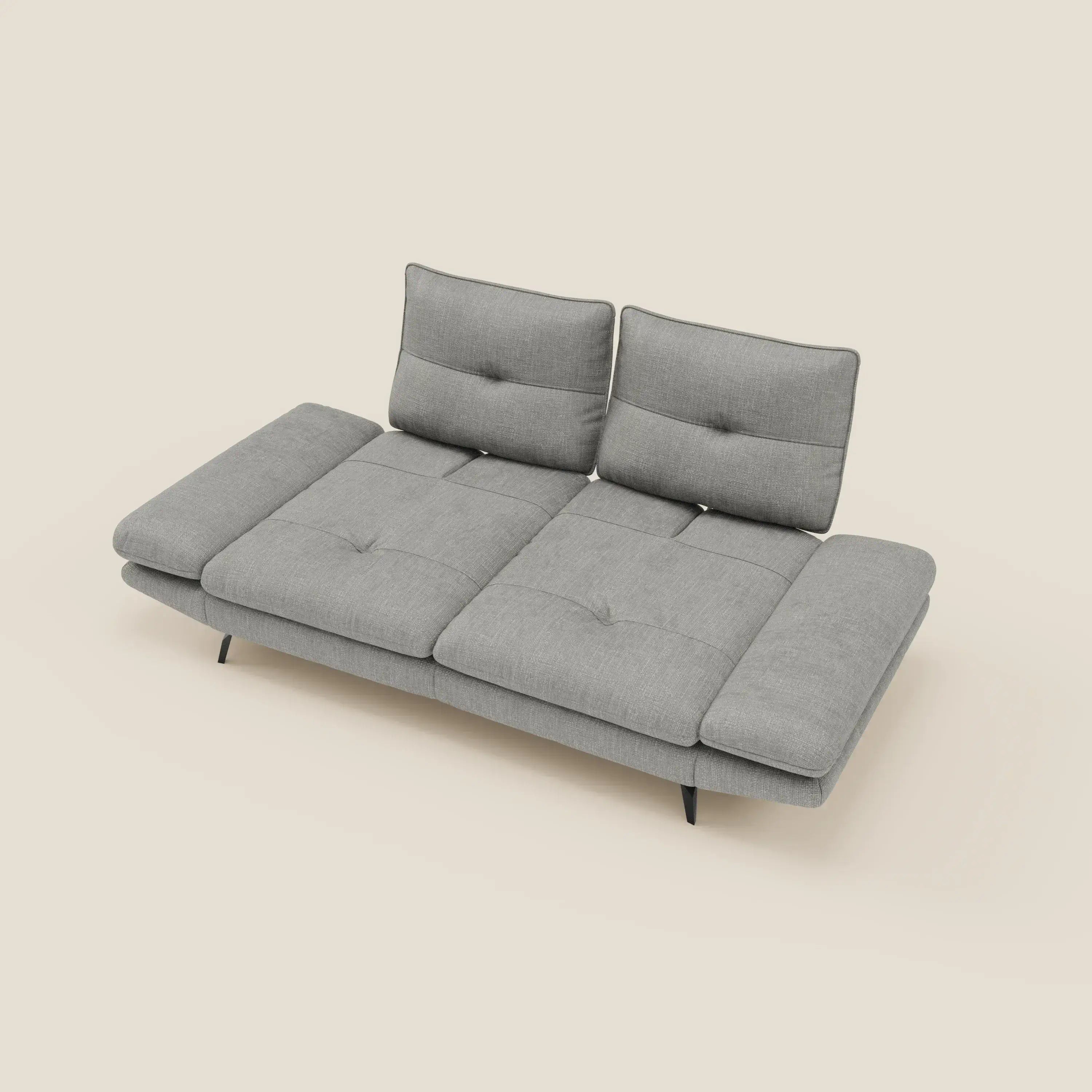 Ardex Canapé 3 places avec dossiers coulissants et accoudoir réglables en tissu doux imperméable T06 gris