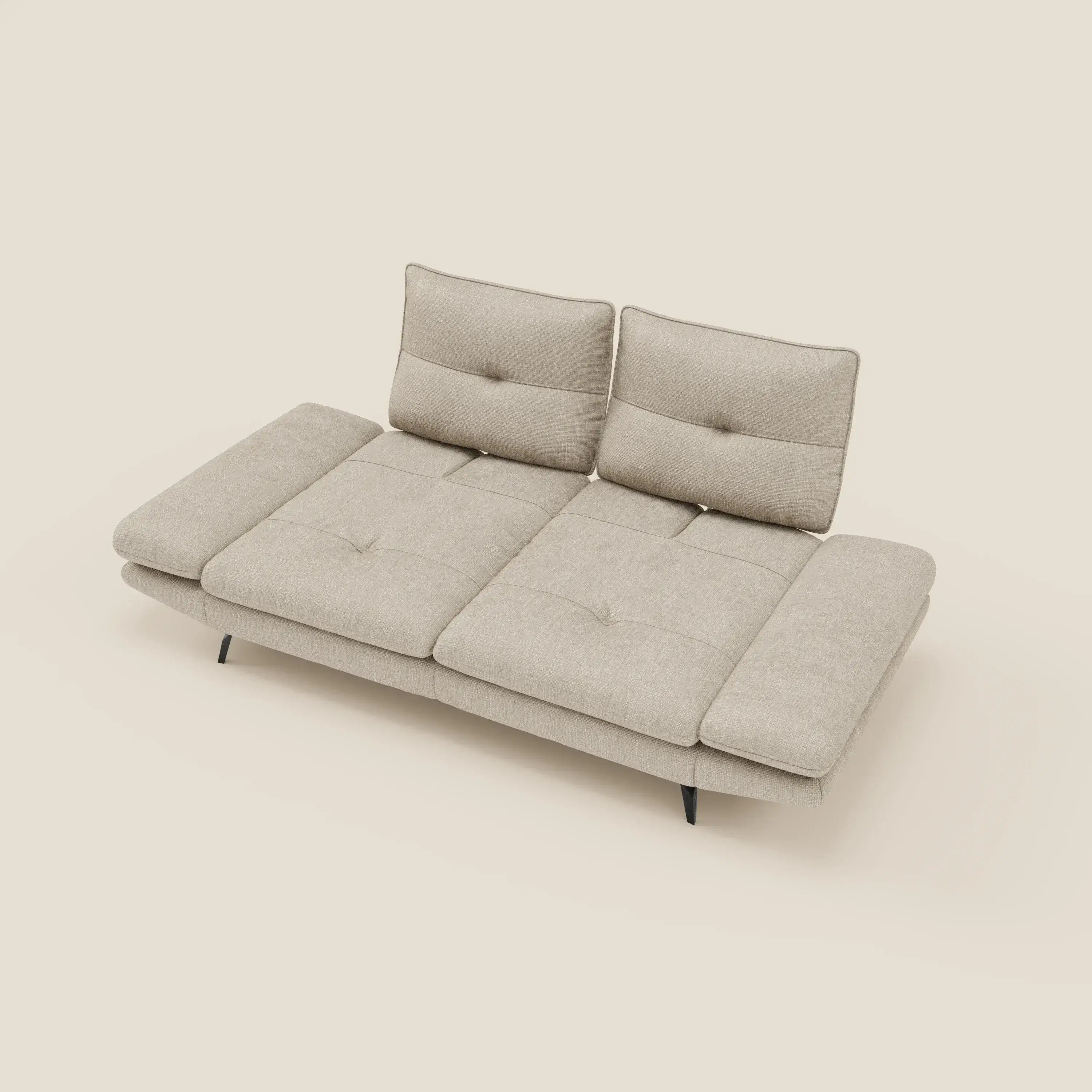 Ardex Canapé 3 places avec dossiers coulissants et accoudoir réglables en tissu doux imperméable T06 crème