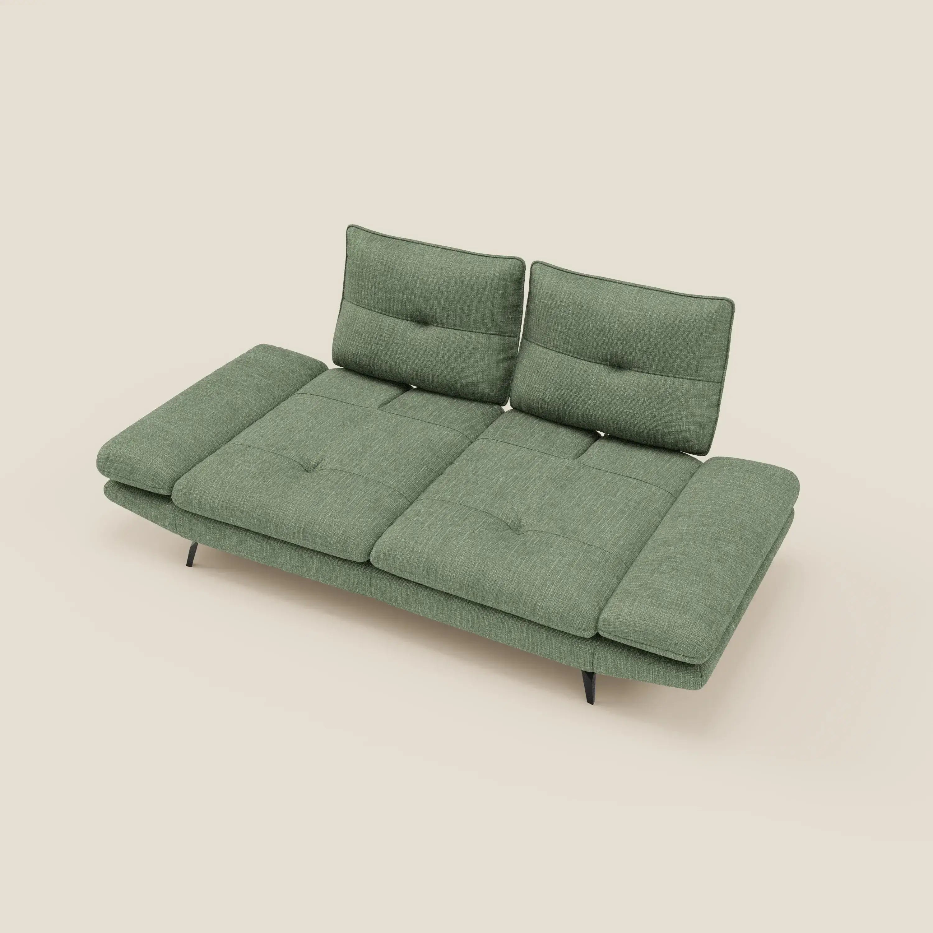 Ardex Canapé 3 places avec dossiers coulissants et accoudoir réglables en tissu doux imperméable T06 vert