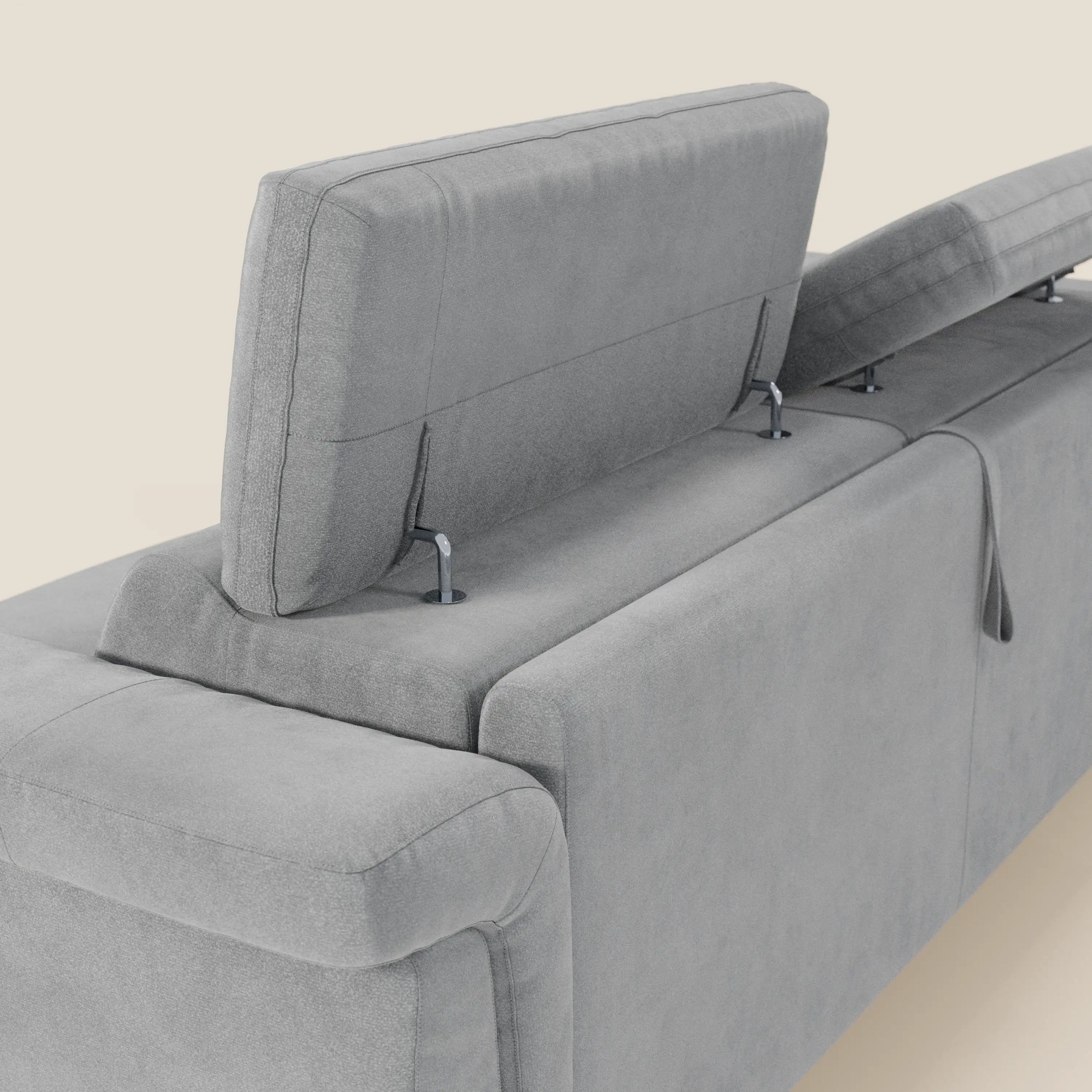 Capri divano letto di design con piedini alti - poggiatesta reclinabili in raffinato tessuto effetto velluto smacchiabile T30 - divani.store