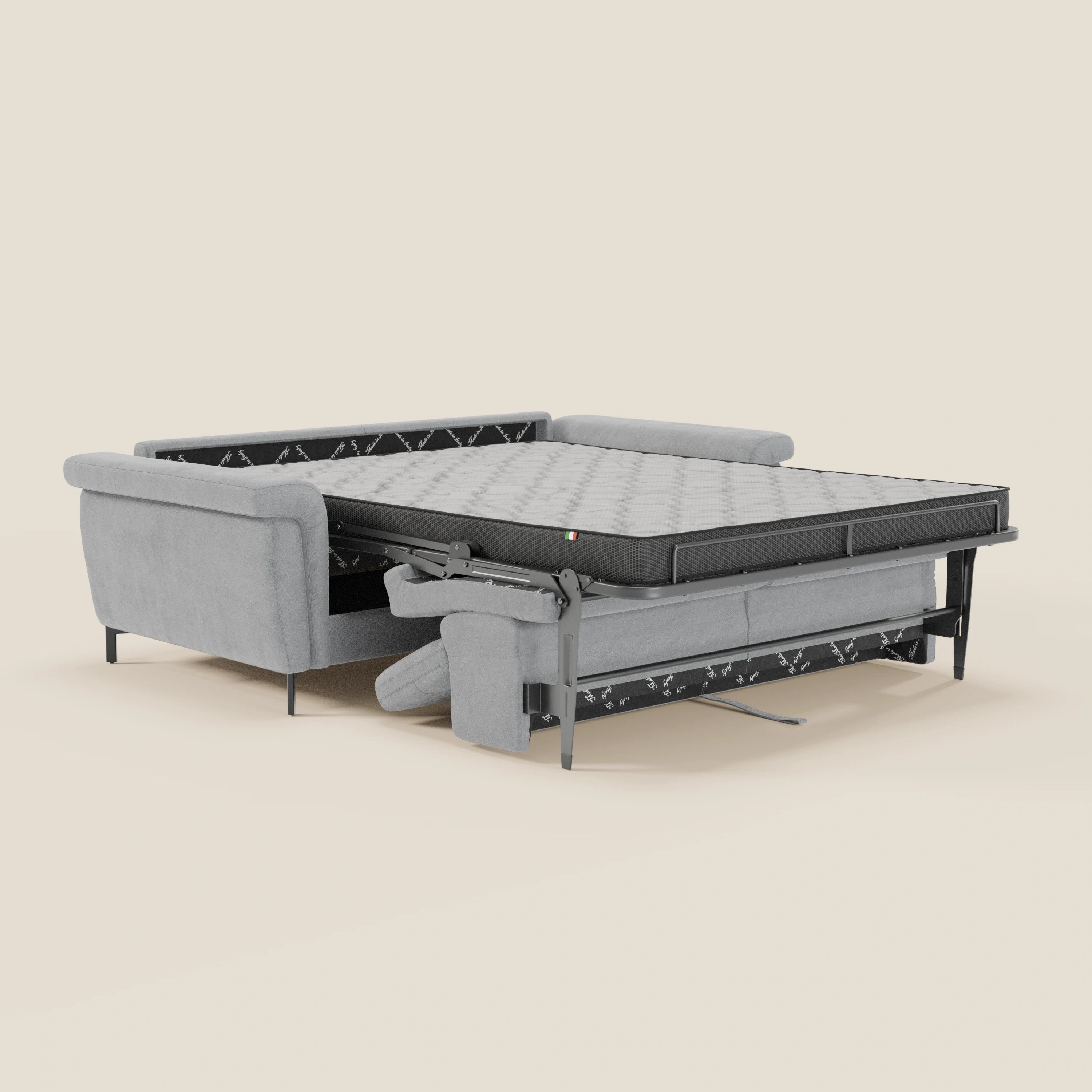 Capri divano letto di design con piedini alti - poggiatesta reclinabili in raffinato tessuto effetto velluto smacchiabile T30 - divani.store