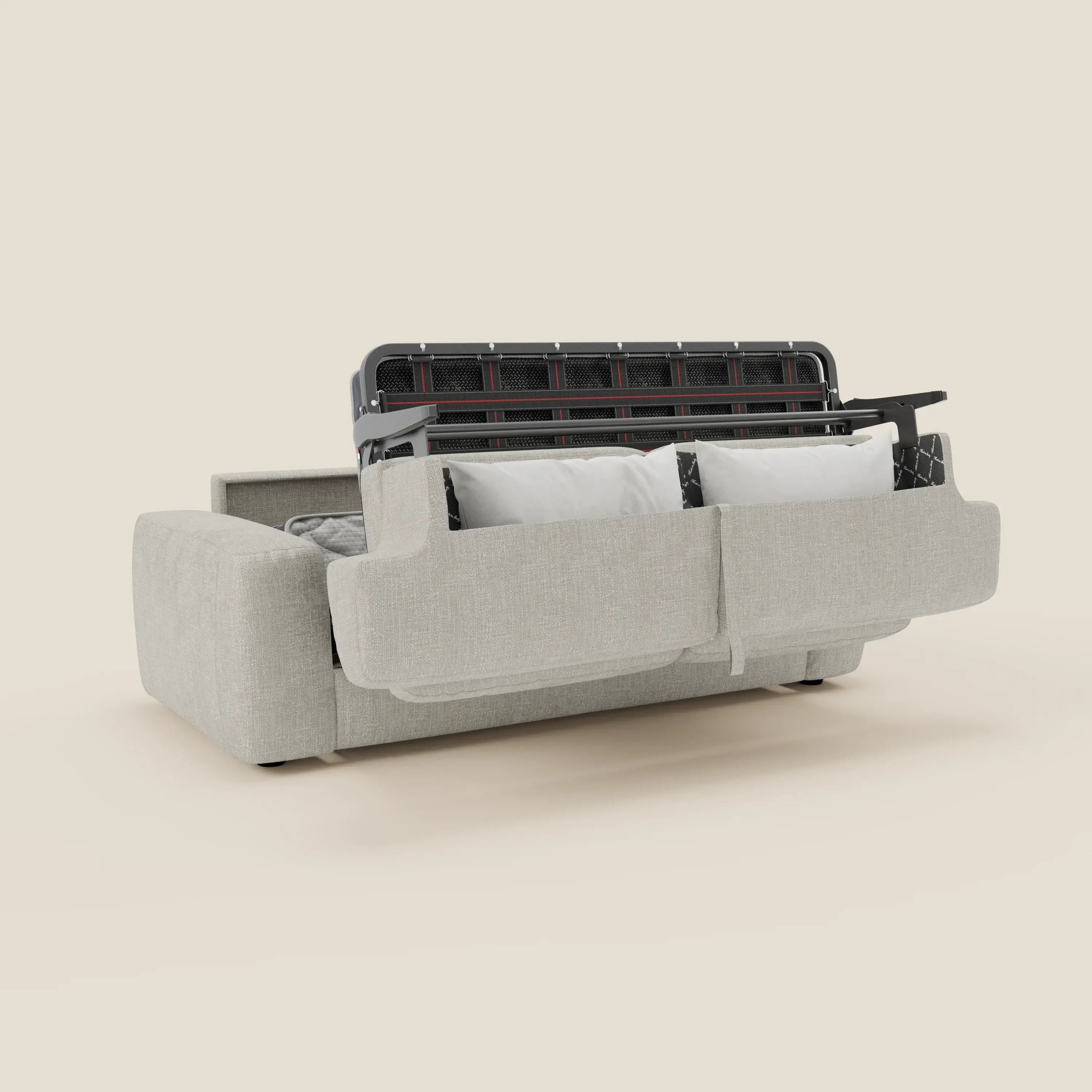 Cloud Canapé convertible matelas H17 cm avec coussins souples en tissu imperméable T06 gris clair