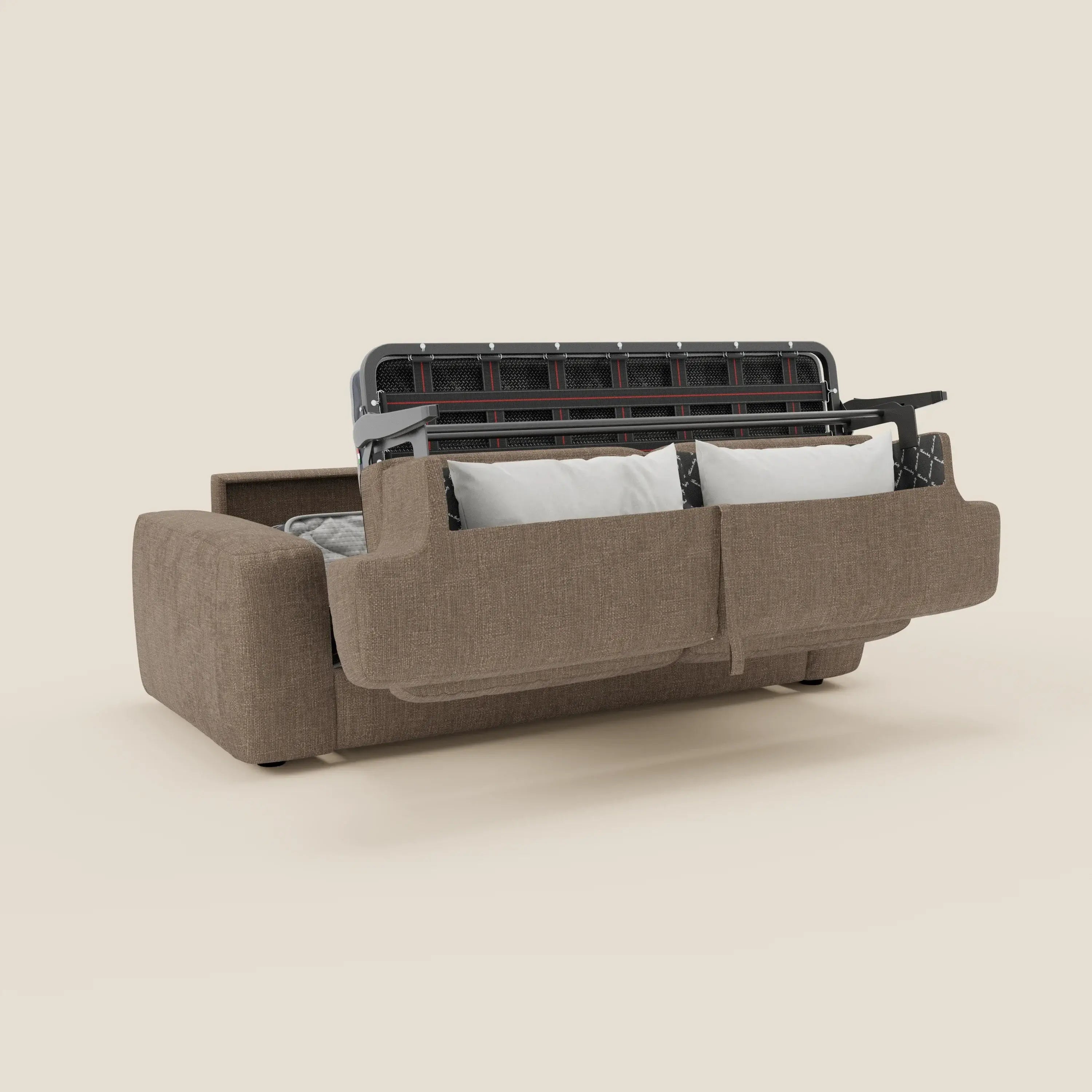 Cloud Canapé convertible matelas H17 cm avec coussins souples en tissu imperméable T06 marron