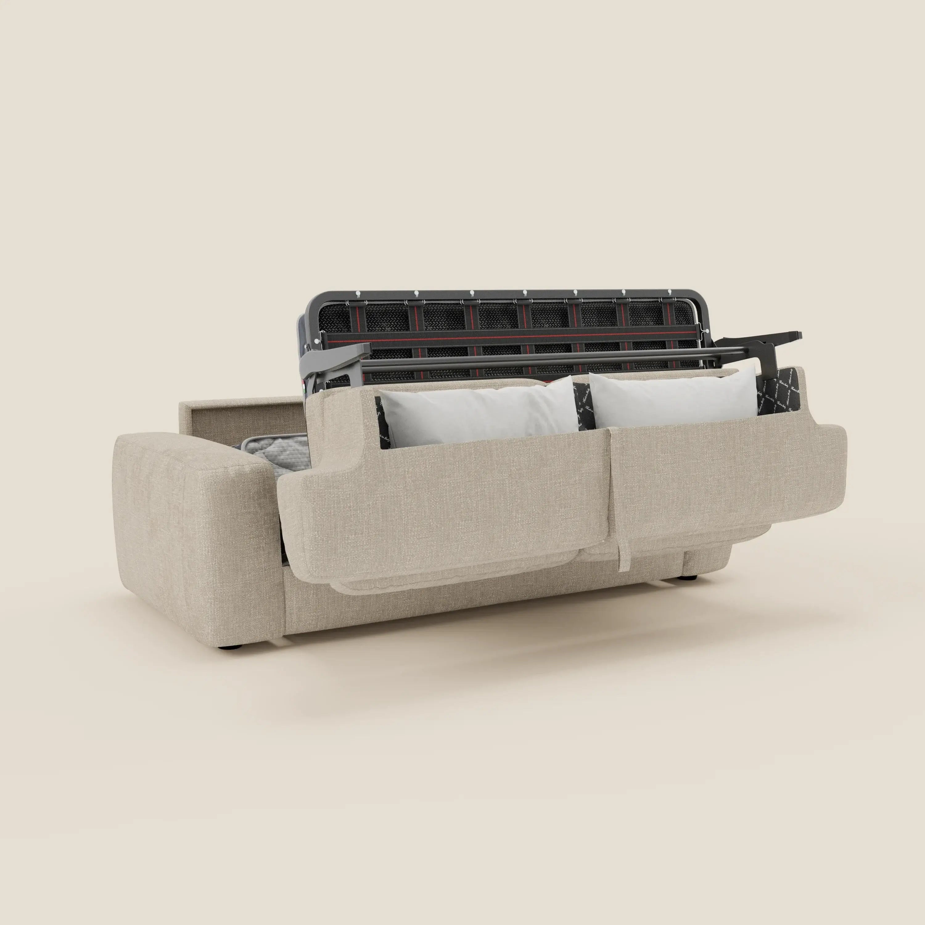 Cloud Canapé convertible matelas H17 cm avec coussins souples en tissu imperméable T06 crème