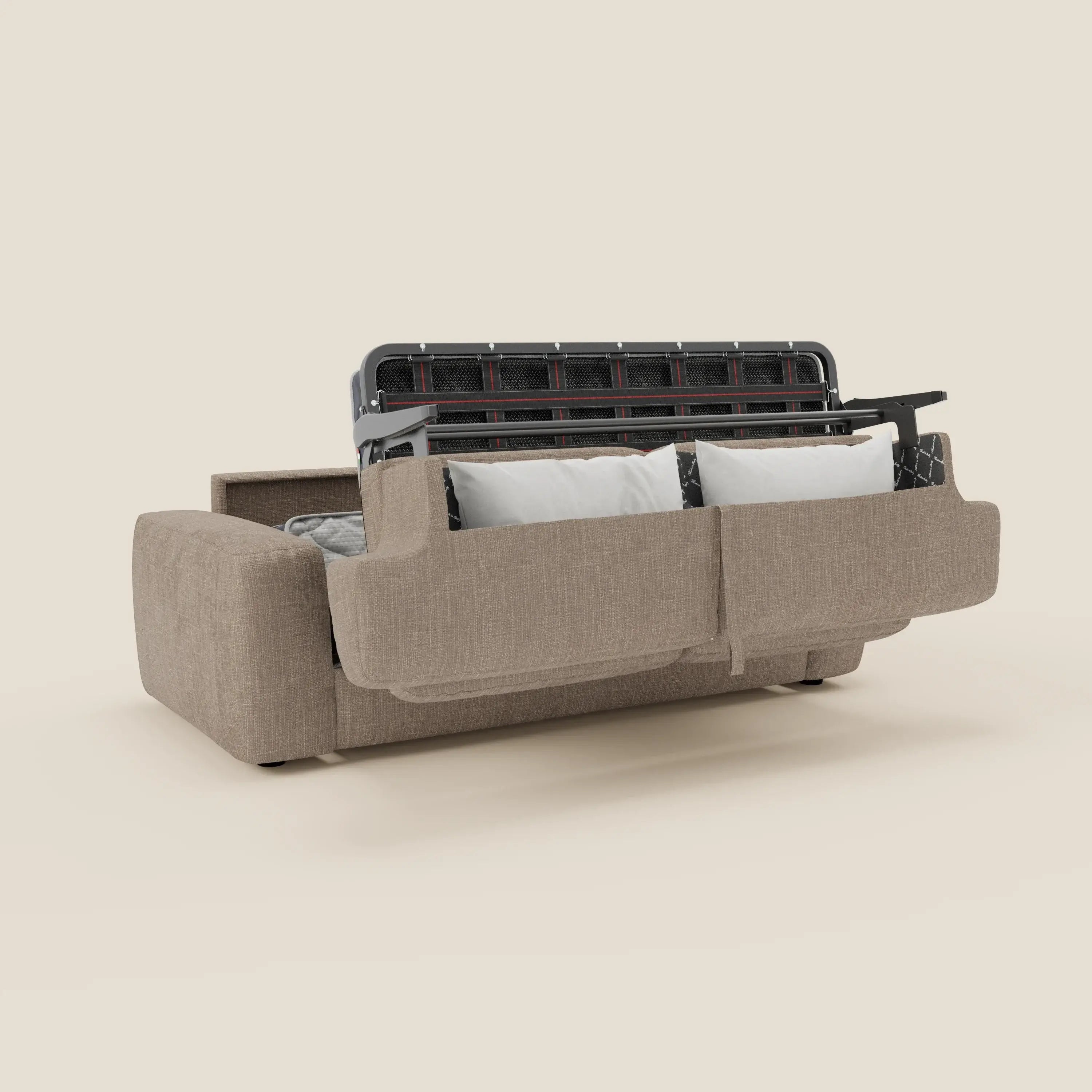 Cloud Canapé convertible matelas H17 cm avec coussins souples en tissu imperméable T06 taupe