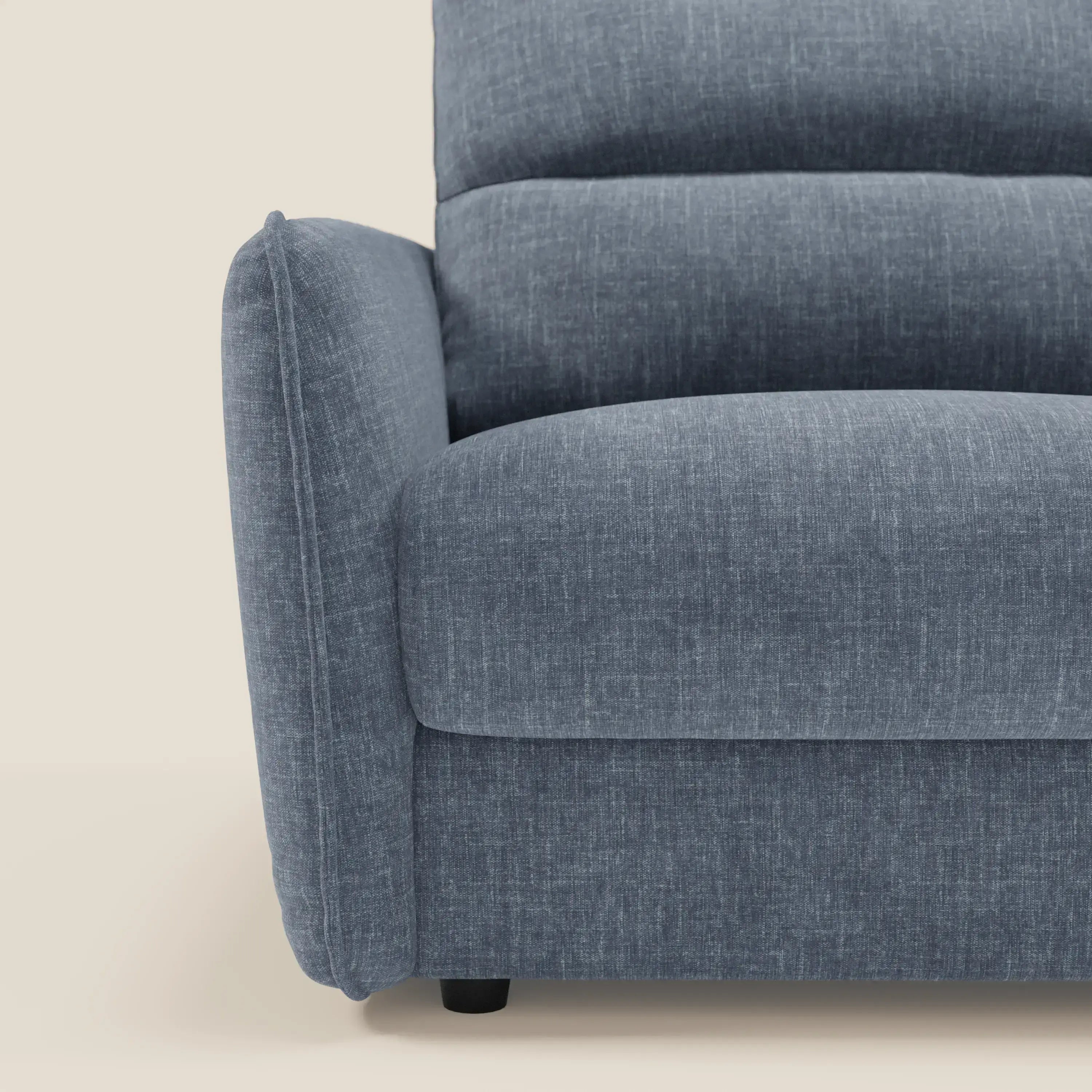 Elios Canapé convertible avec coussins de dossier souples en tissu détachable T24 bleu ardoise