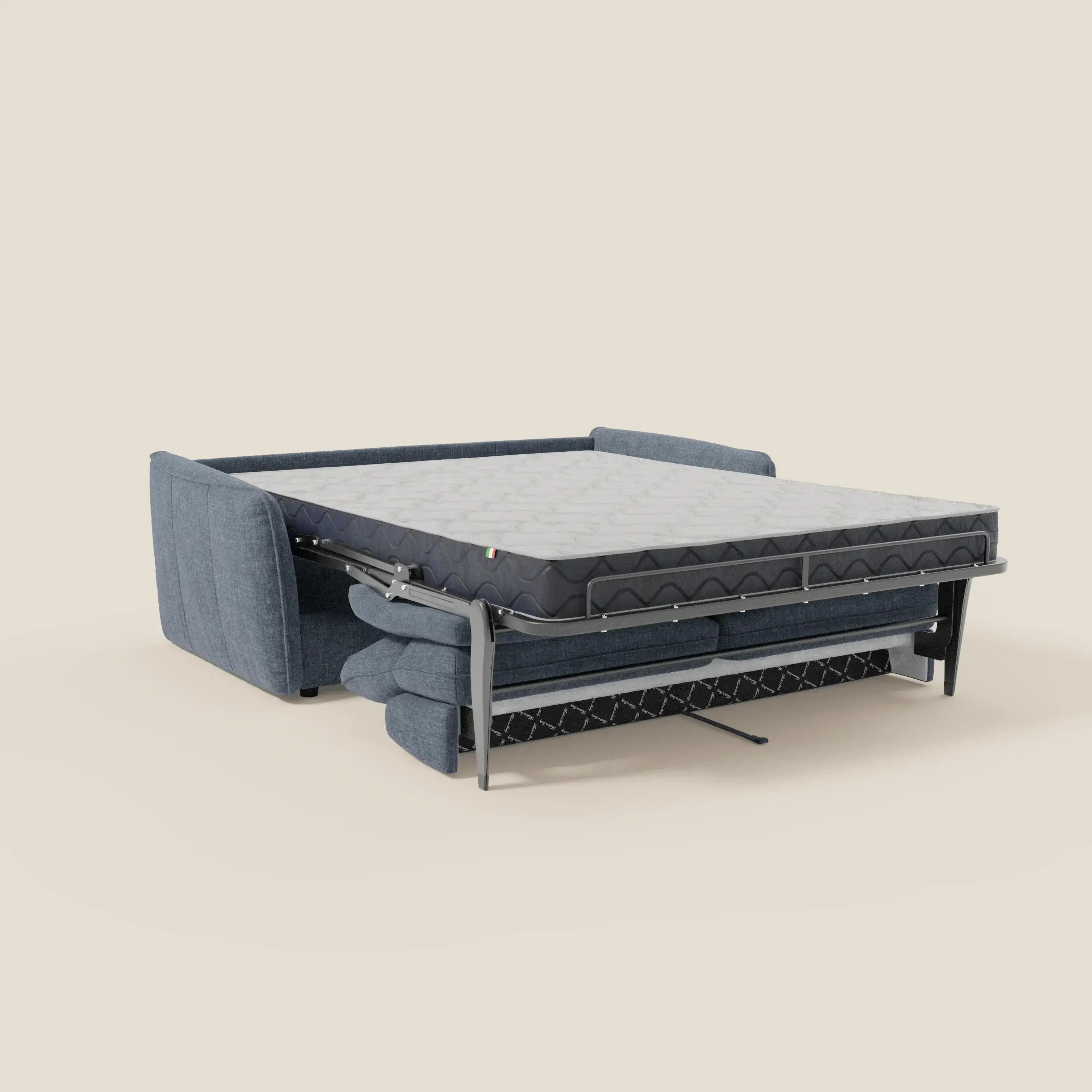 Elios Canapé convertible avec coussins de dossier souples en tissu détachable T24 bleu ardoise