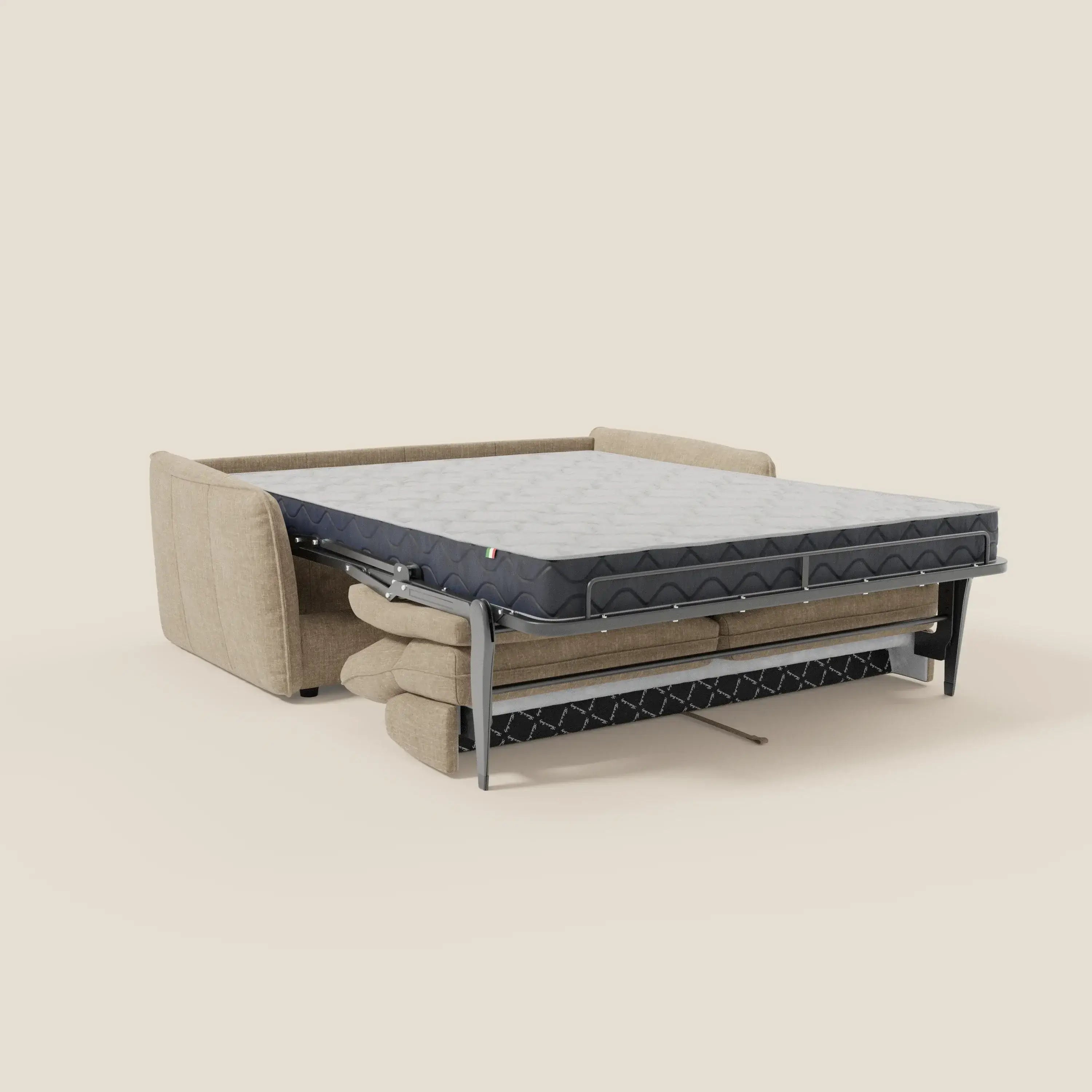 Elios Canapé convertible avec coussins de dossier souples en tissu détachable T24 beige
