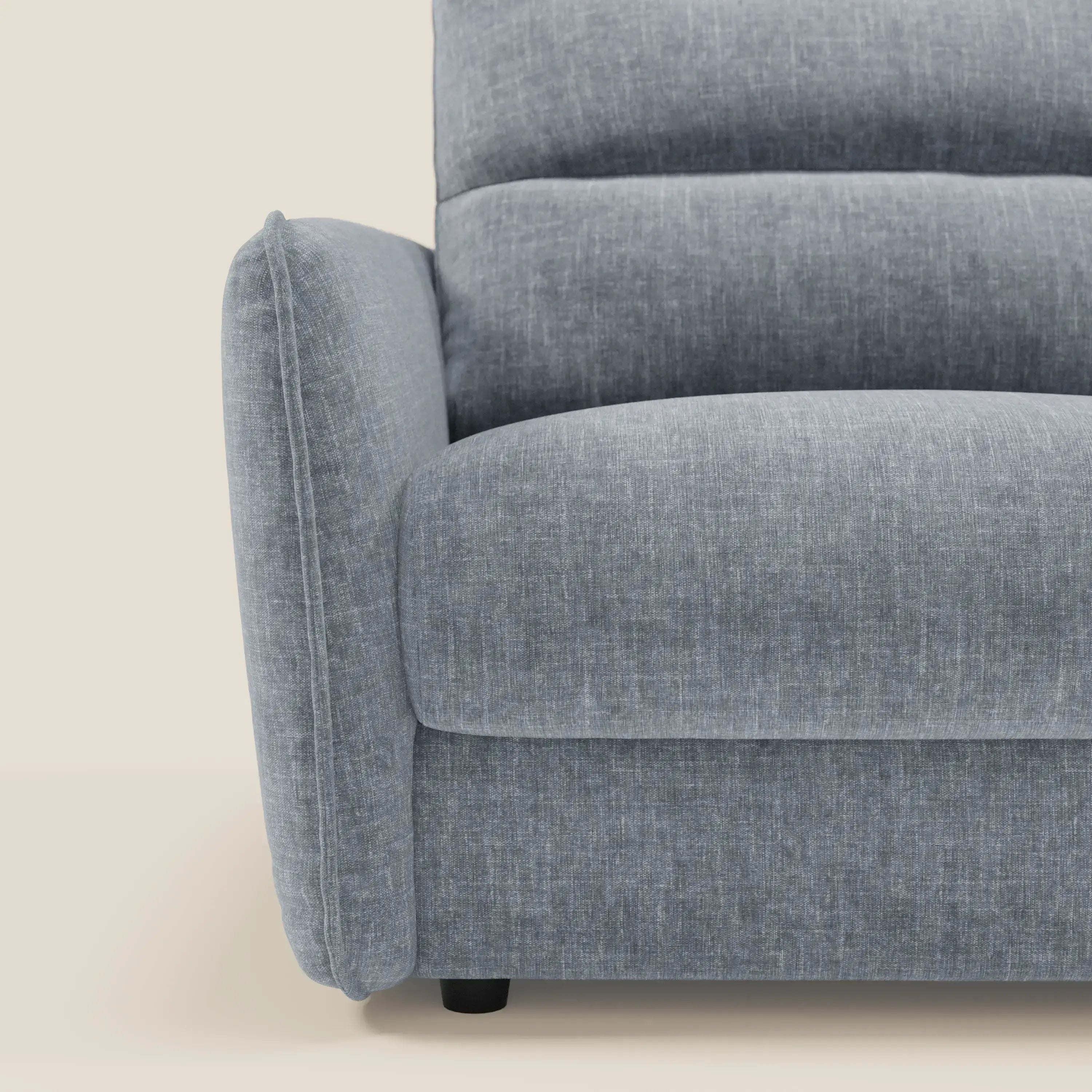 Elios Canapé convertible avec coussins de dossier souples en tissu détachable T24 bleu pastel