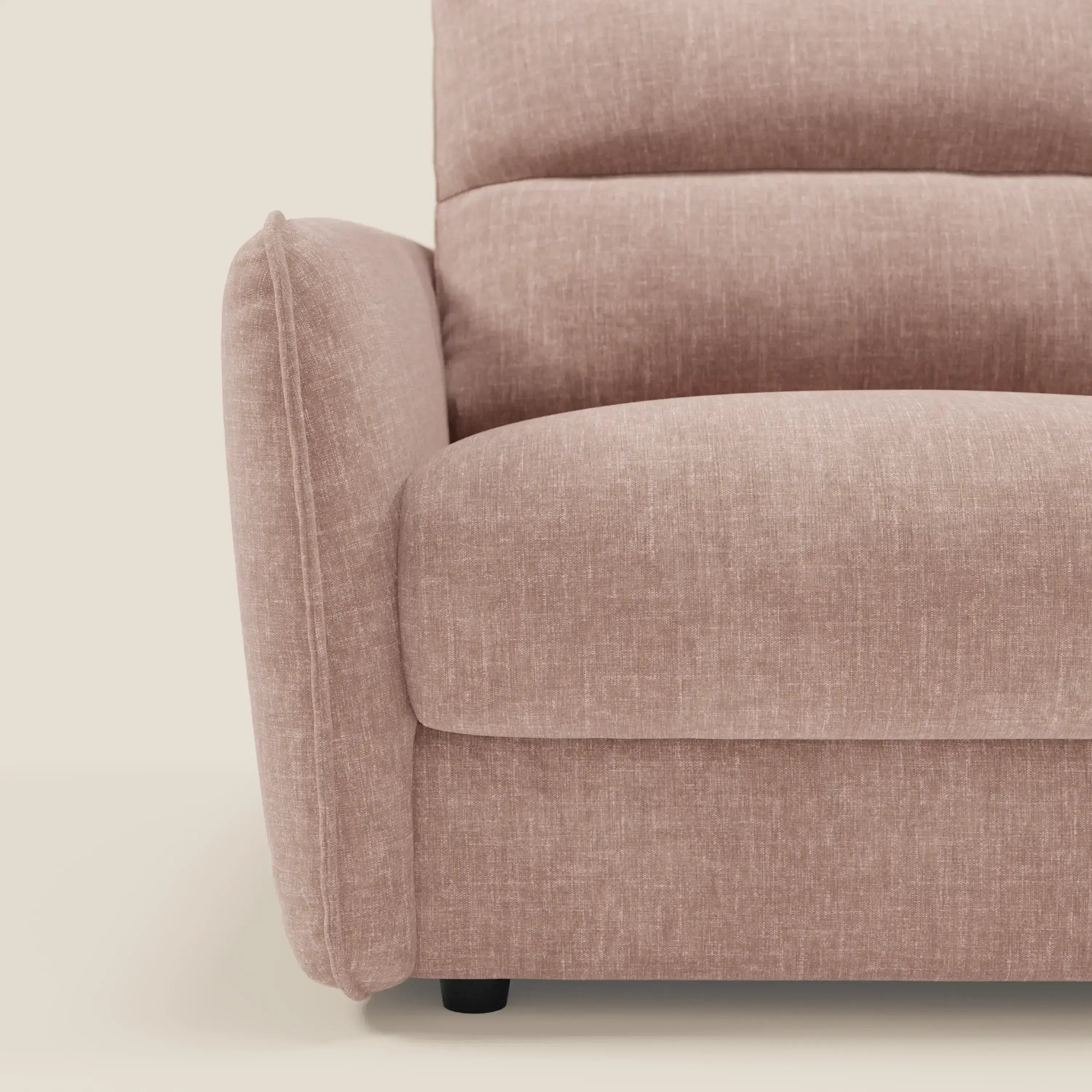 Elios Canapé convertible avec coussins de dossier souples en tissu détachable T24 rose poudré