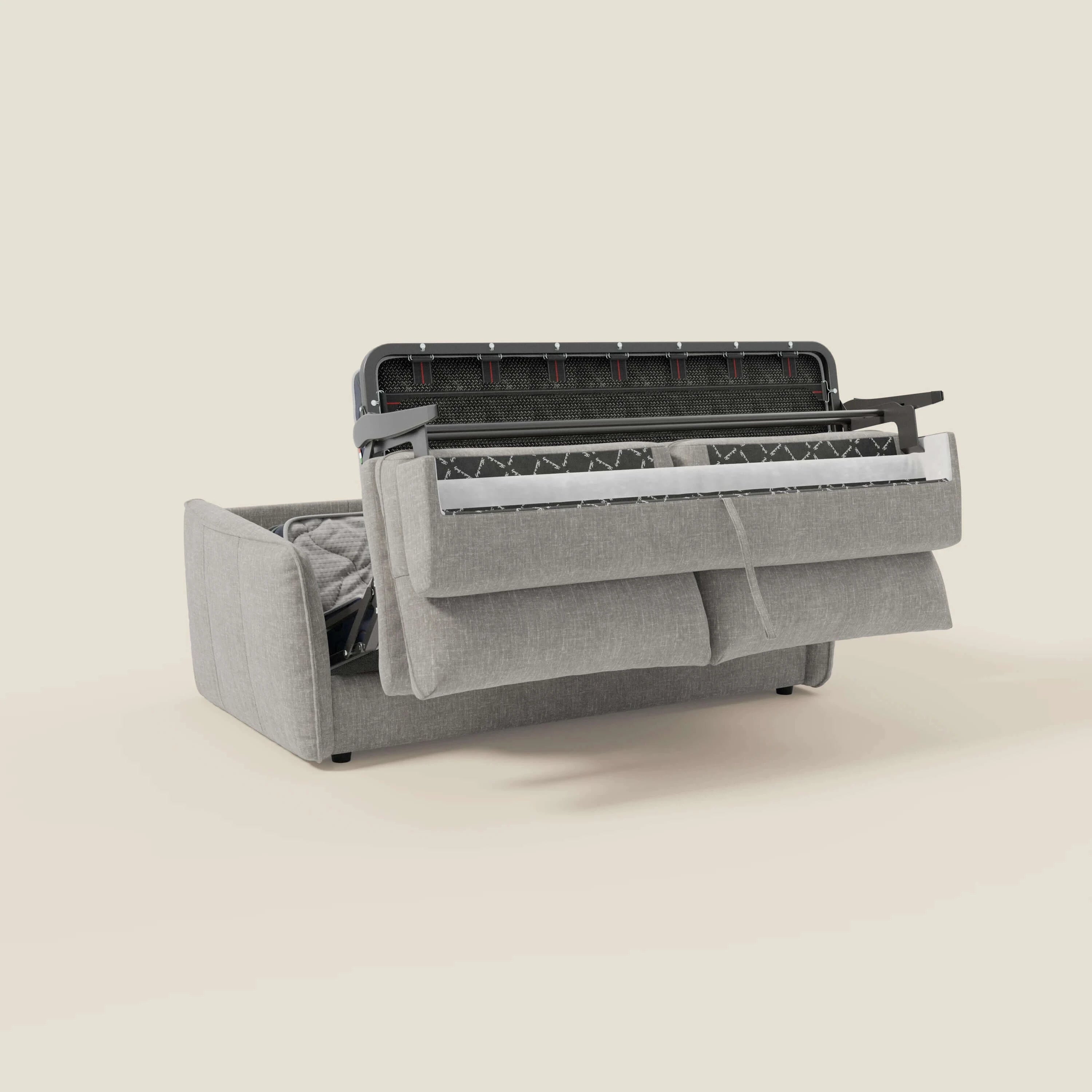 Elios Canapé convertible avec coussins de dossier souples en tissu détachable T24 gris