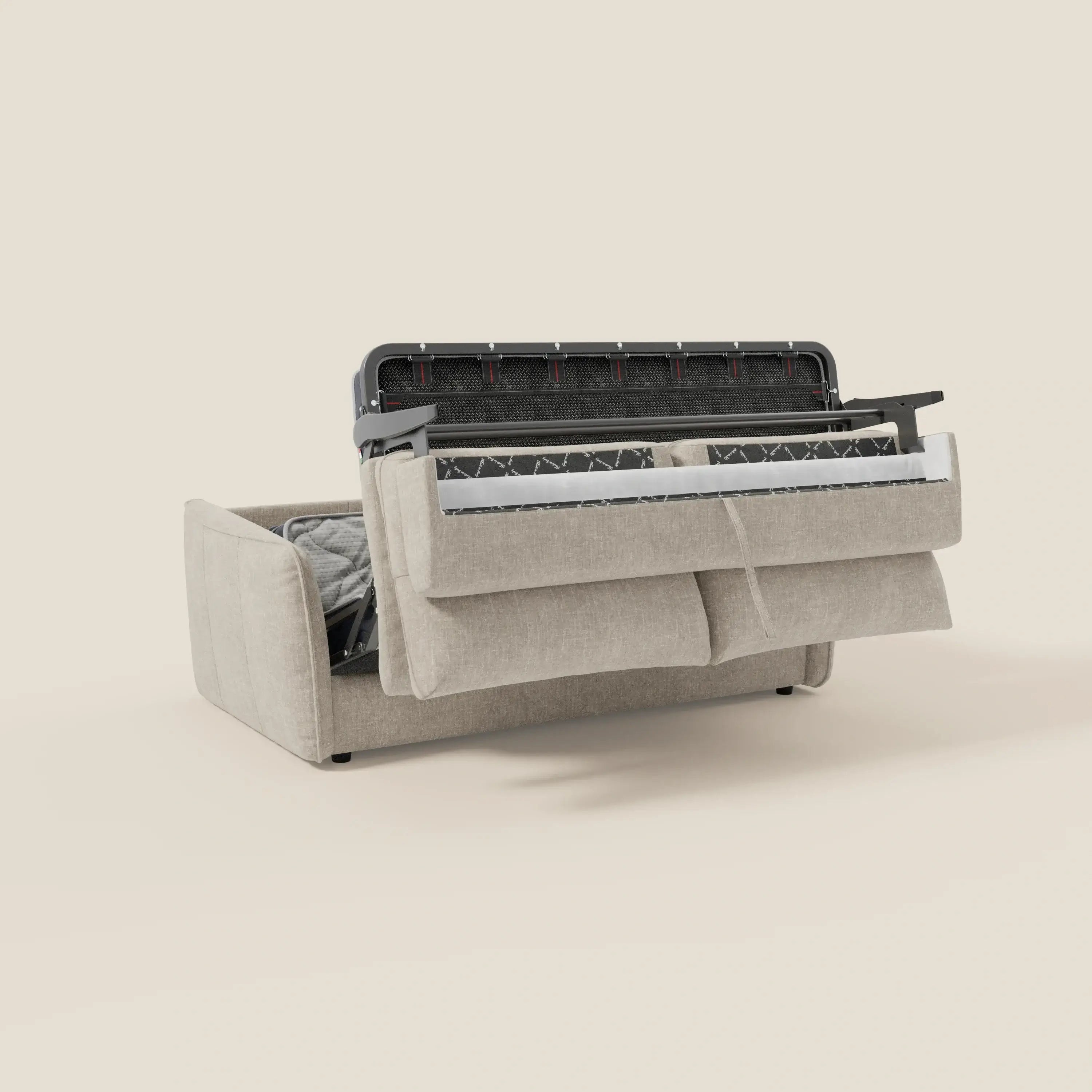 Elios Canapé convertible avec coussins de dossier souples en tissu détachable T24 blanc