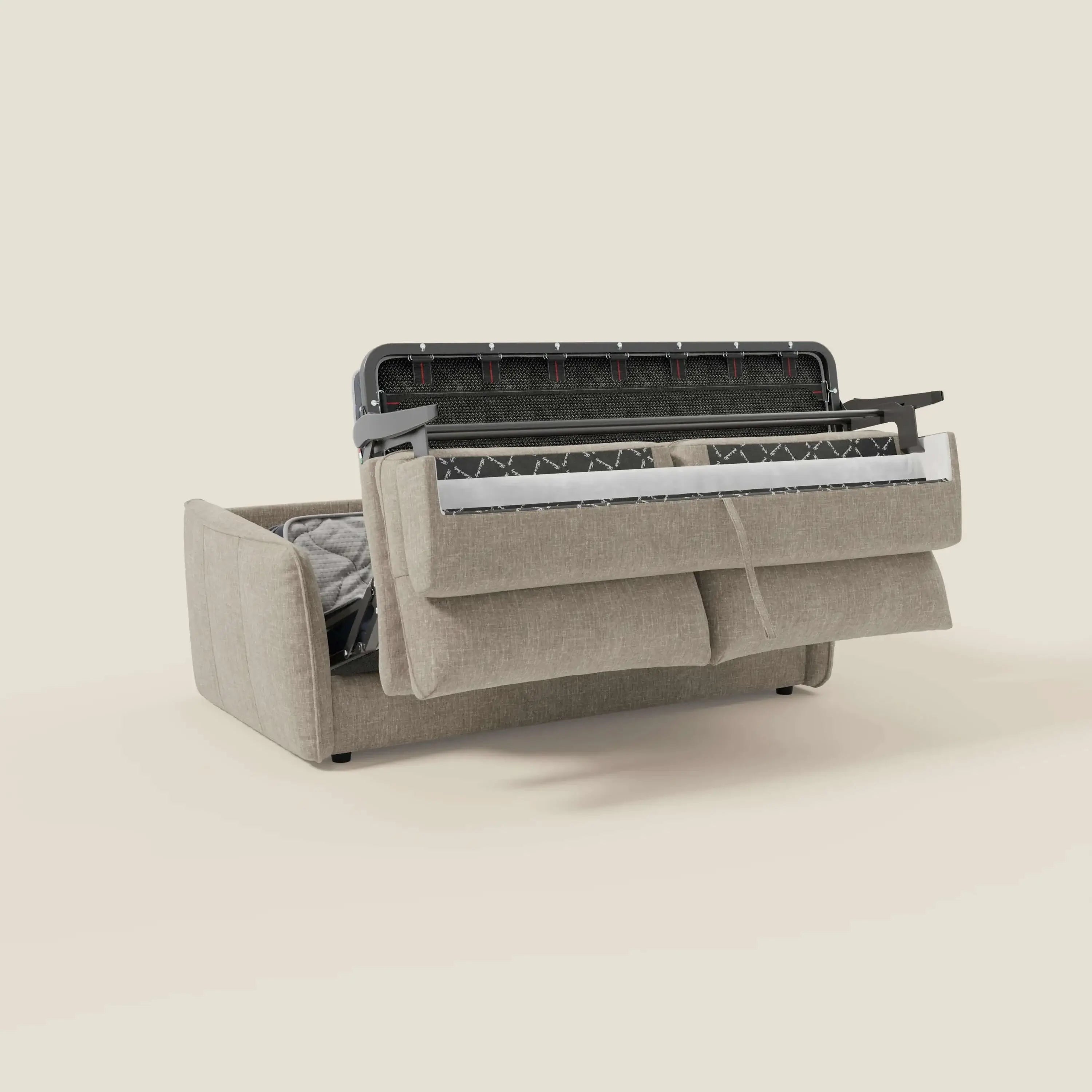 Elios Canapé convertible avec coussins de dossier souples en tissu détachable T24 lin clair