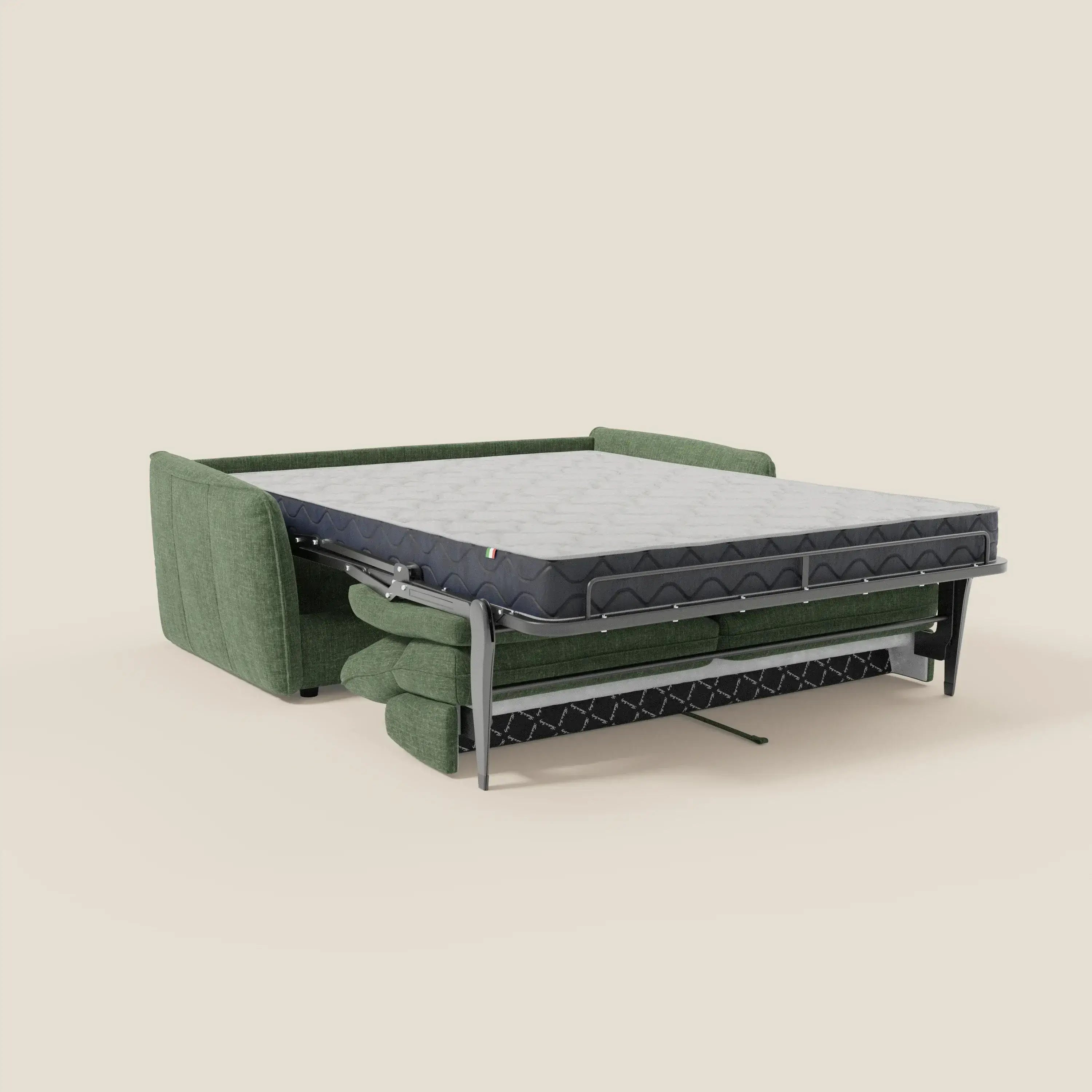 Elios Canapé convertible avec coussins de dossier souples en tissu détachable T24 vert olive