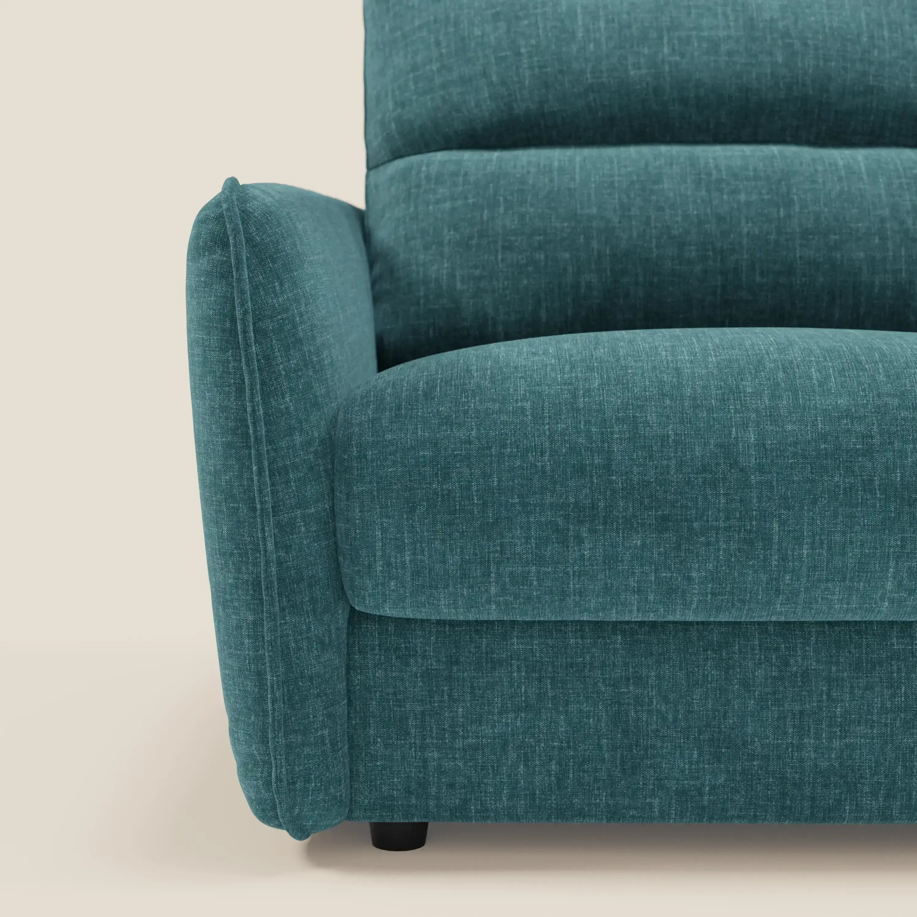 Elios Canapé convertible avec coussins de dossier souples en tissu détachable T24 bleu canard