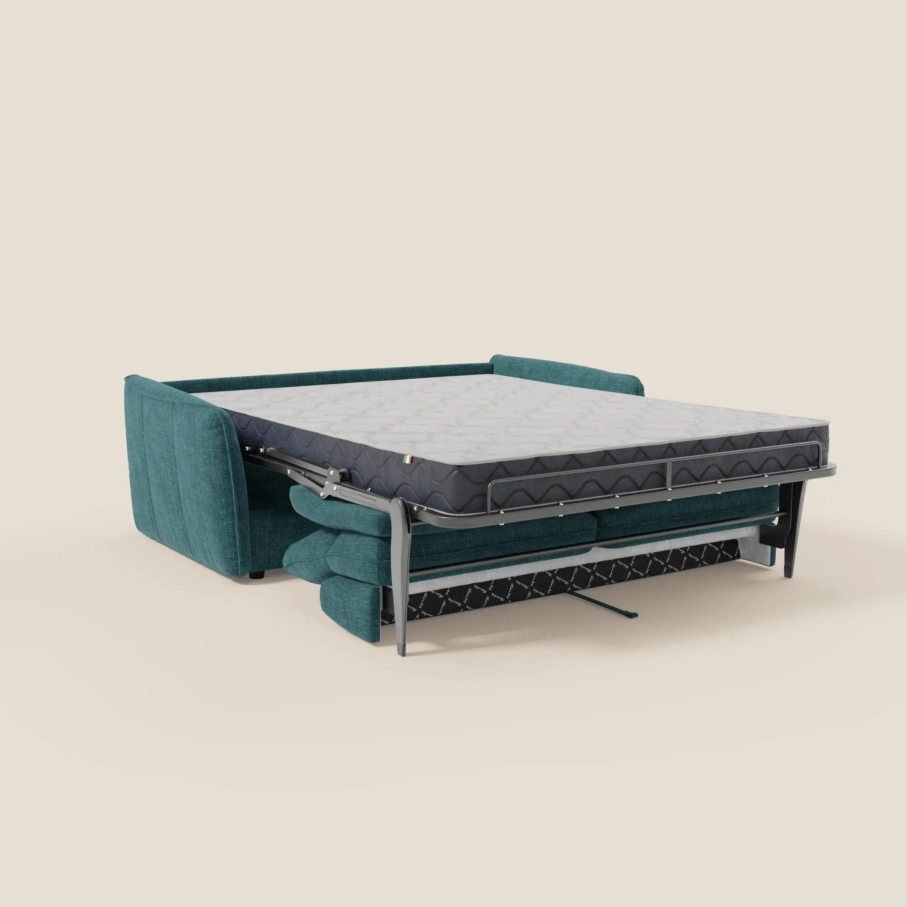 Elios Canapé convertible avec coussins de dossier souples en tissu détachable T24 bleu canard