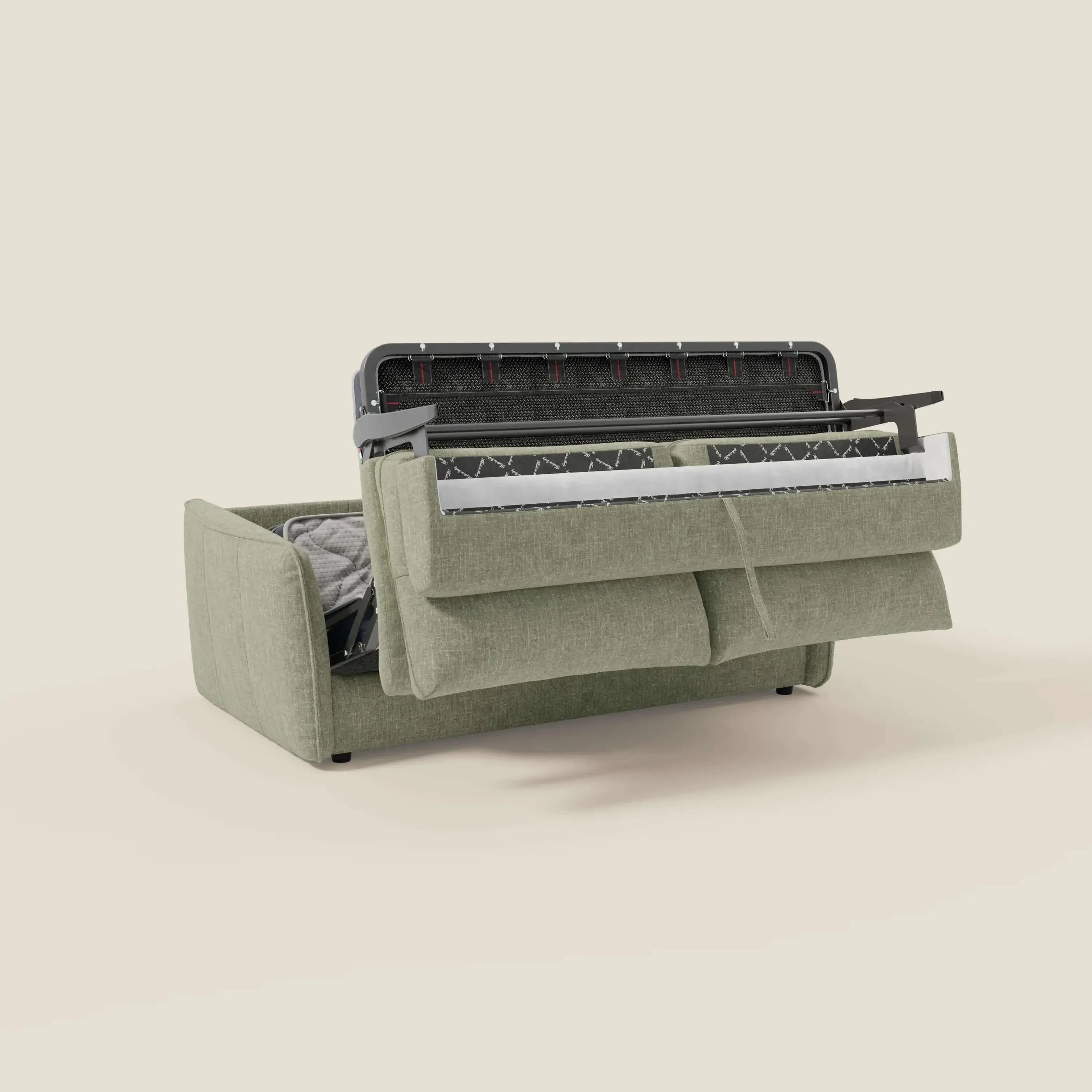 Elios Canapé convertible avec coussins de dossier souples en tissu détachable T24 vert sauge