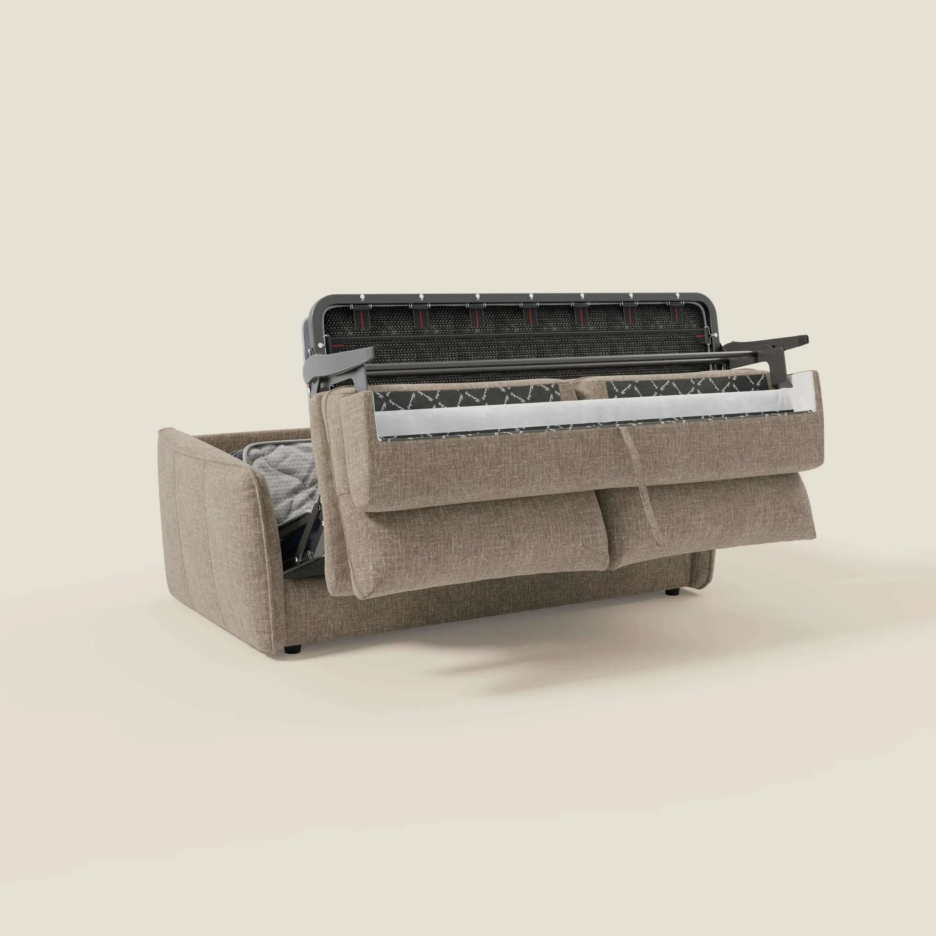 Elios Canapé convertible avec coussins de dossier souples en tissu détachable T24 brun taupe