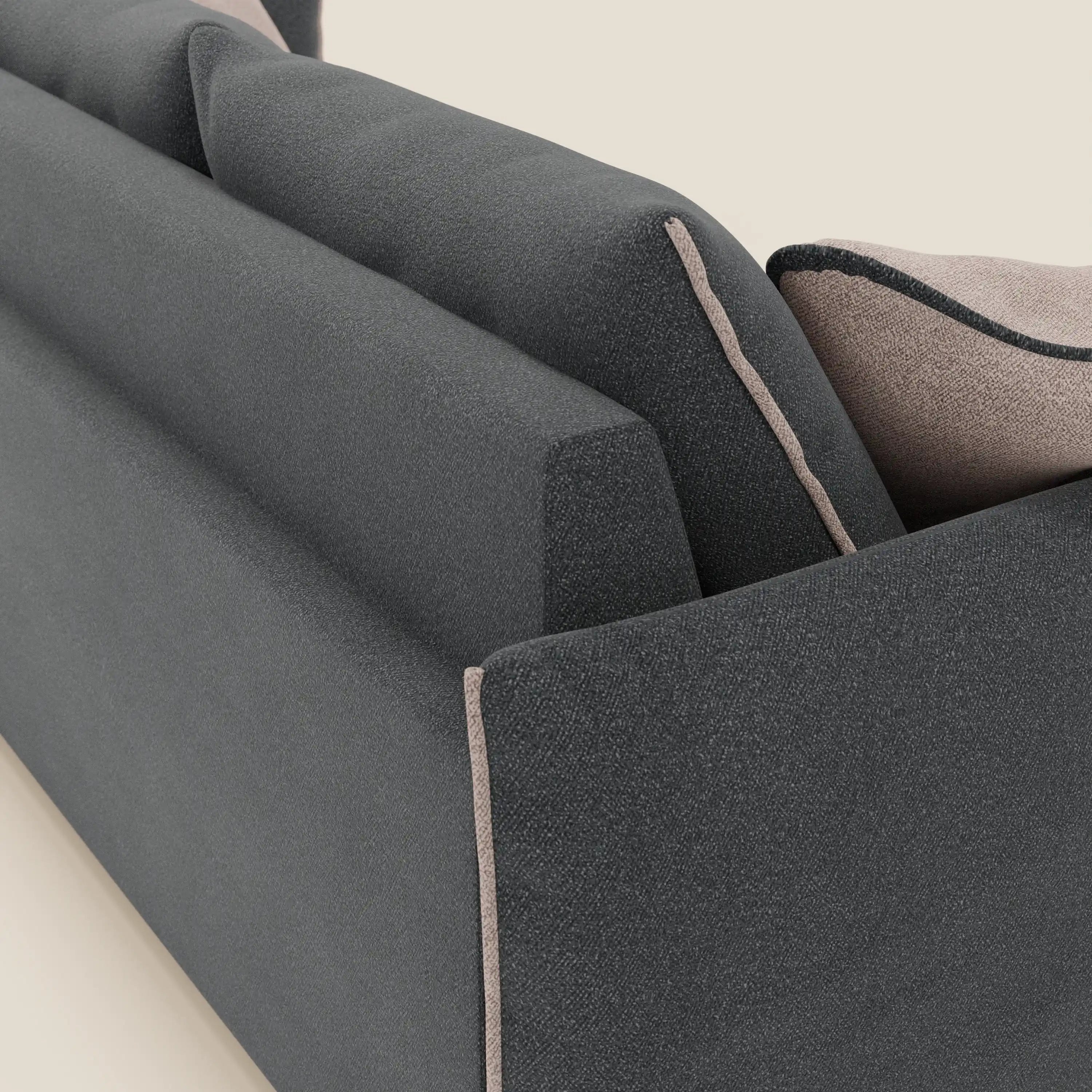 Flexar Canapé avec 3 assises coulissantes et dossier en duvet en bouclette douce et imperméable T07 Anthracite - rose