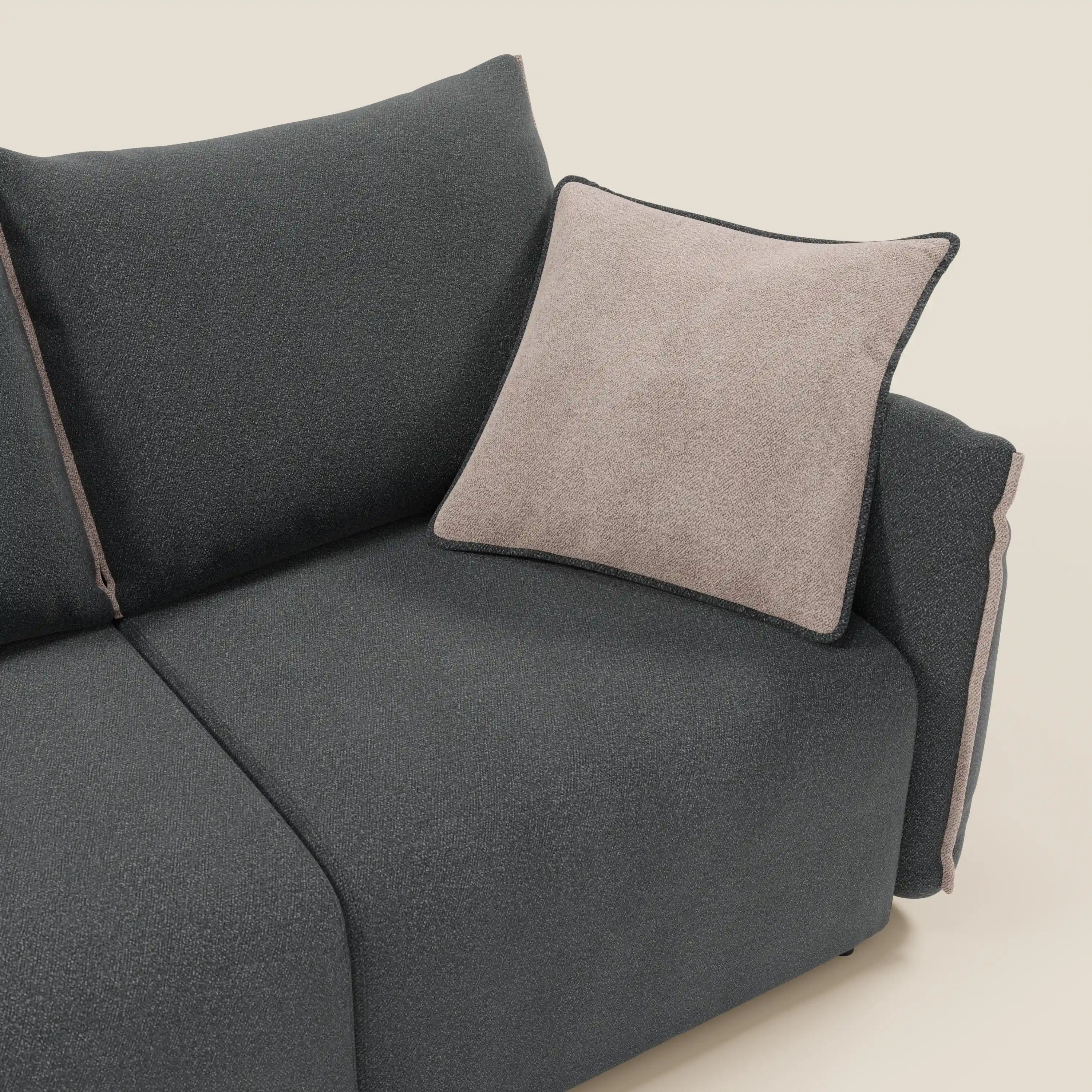 Flexar Canapé avec 3 assises coulissantes et dossier en duvet en bouclette douce et imperméable T07 Anthracite - rose